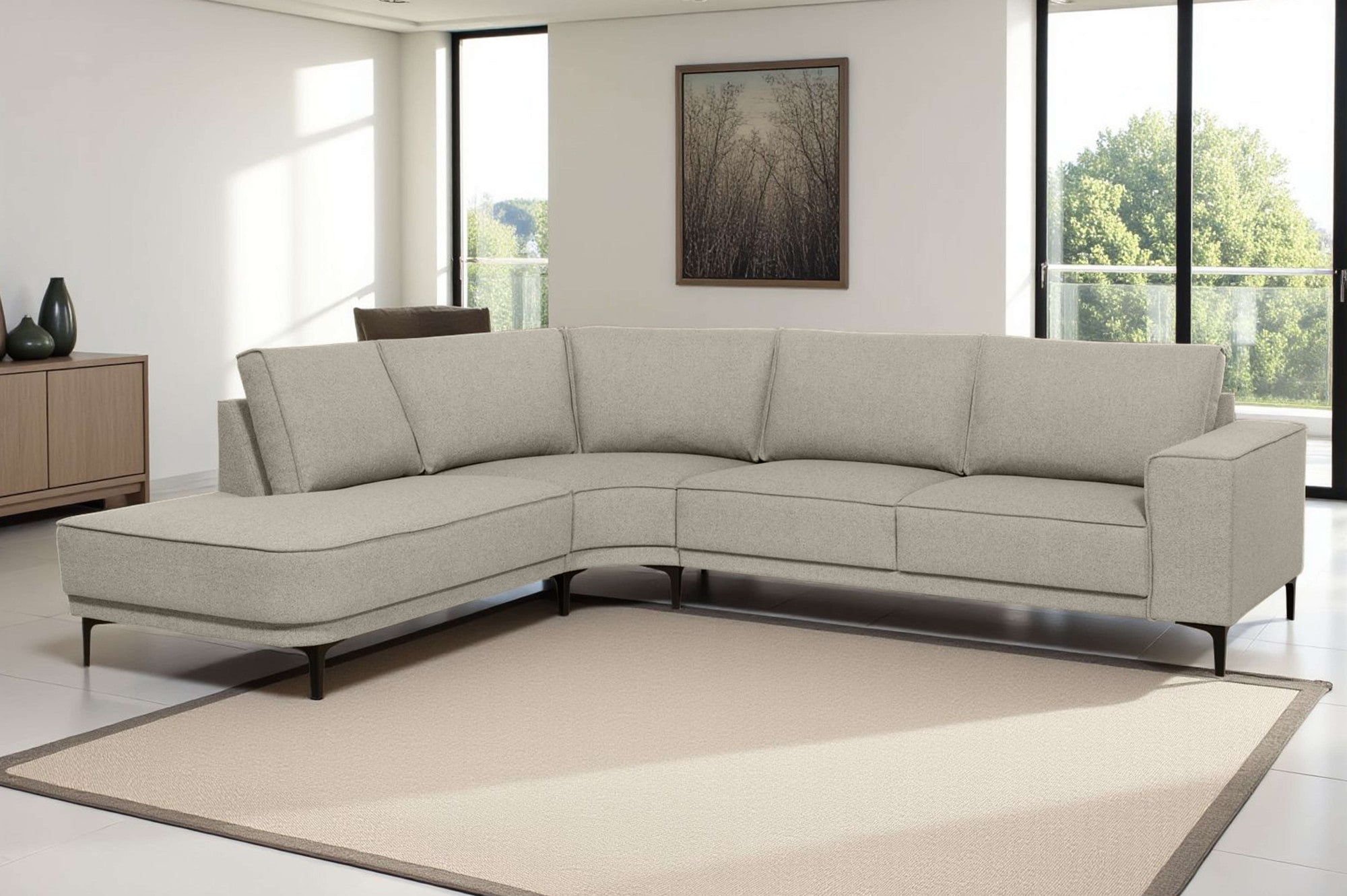 Places of Style Ecksofa »Casina«, mit abgerundeter Ottomane, in einem weichen Chenille-Stoff