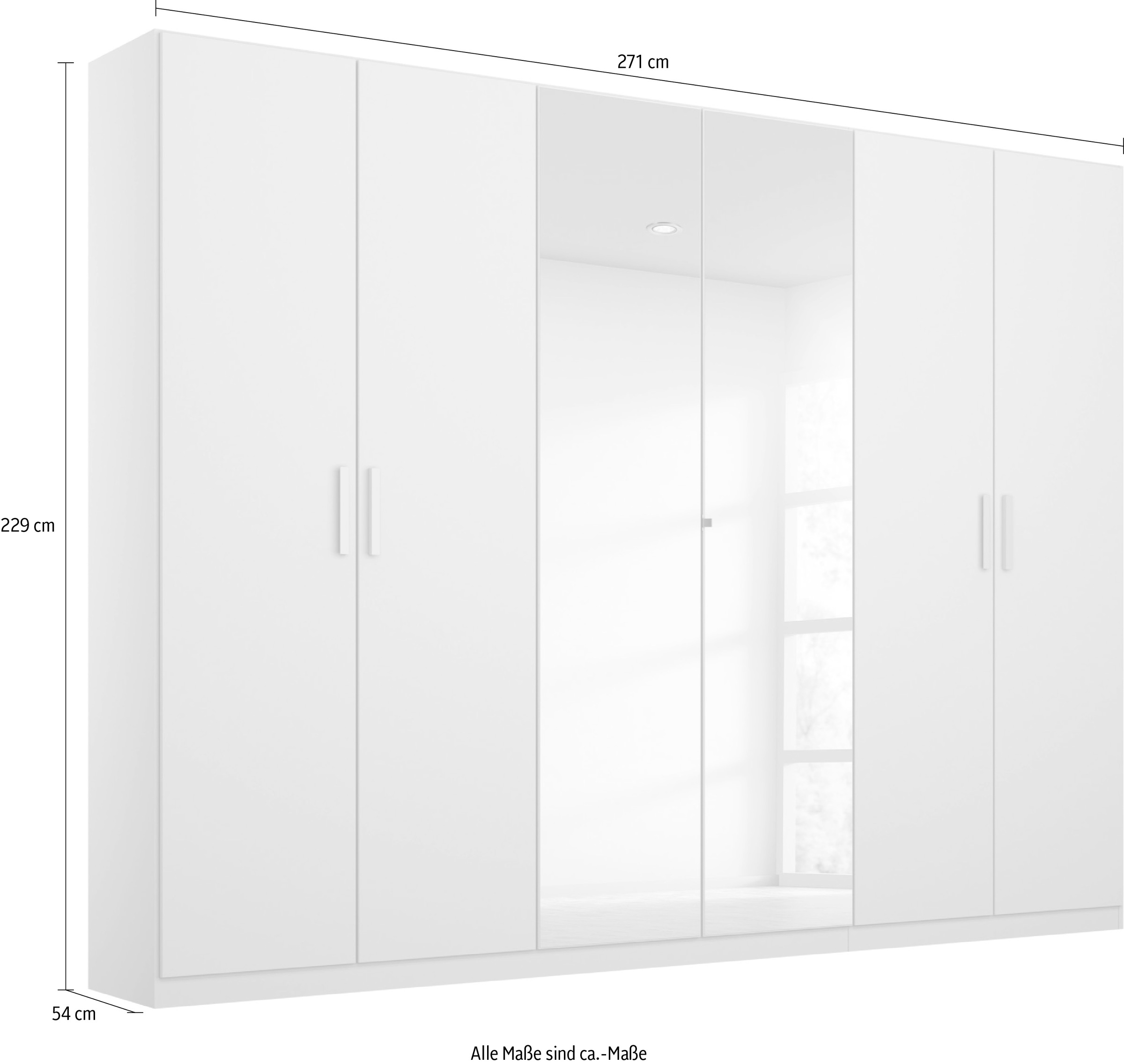 rauch Drehtürenschrank »Kleiderschrank Schrank Garderobe Ankleide KOLUNA mit Dekor-Front«, (Breiten 181/226/271/315 cm Höhen 210/229 cm), mit Spiegel, inkl. 2 Innenschubladen sowie extra Böden