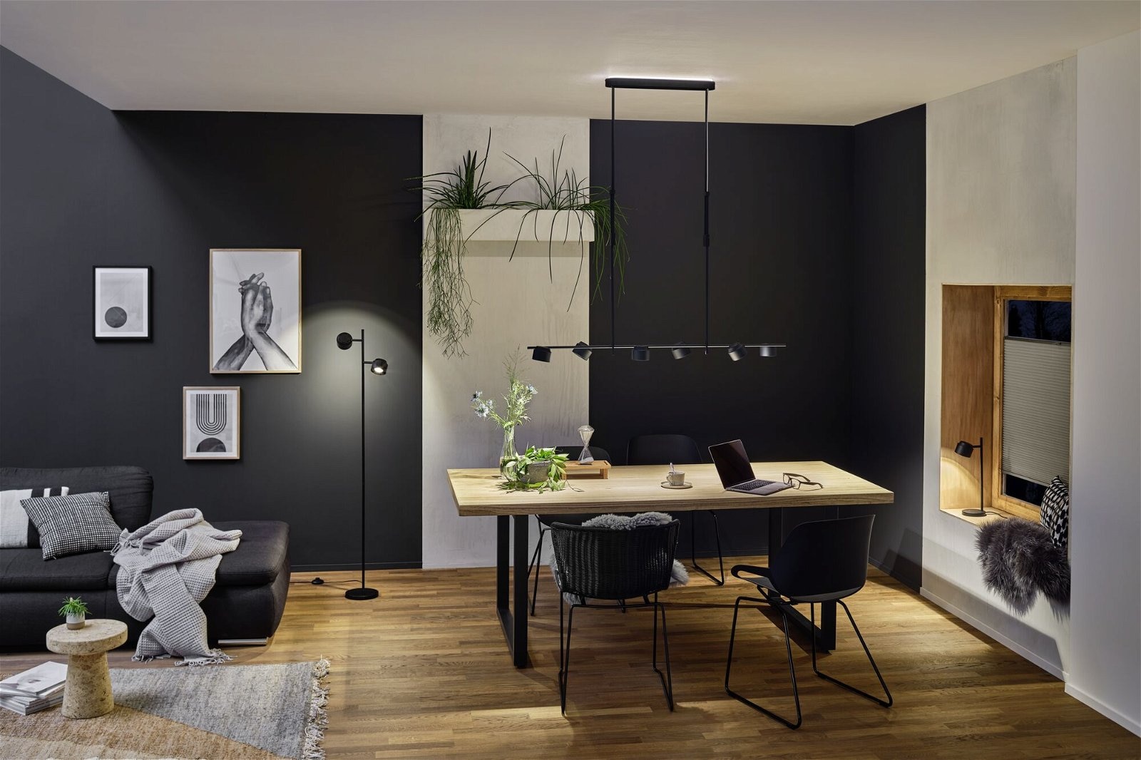 Paulmann LED Pendelleuchte »Puric Pane Effect 6x 6,5W Schwarz 230V Metall/Kunststoff«, 6 flammig, 3-step-dimmbar