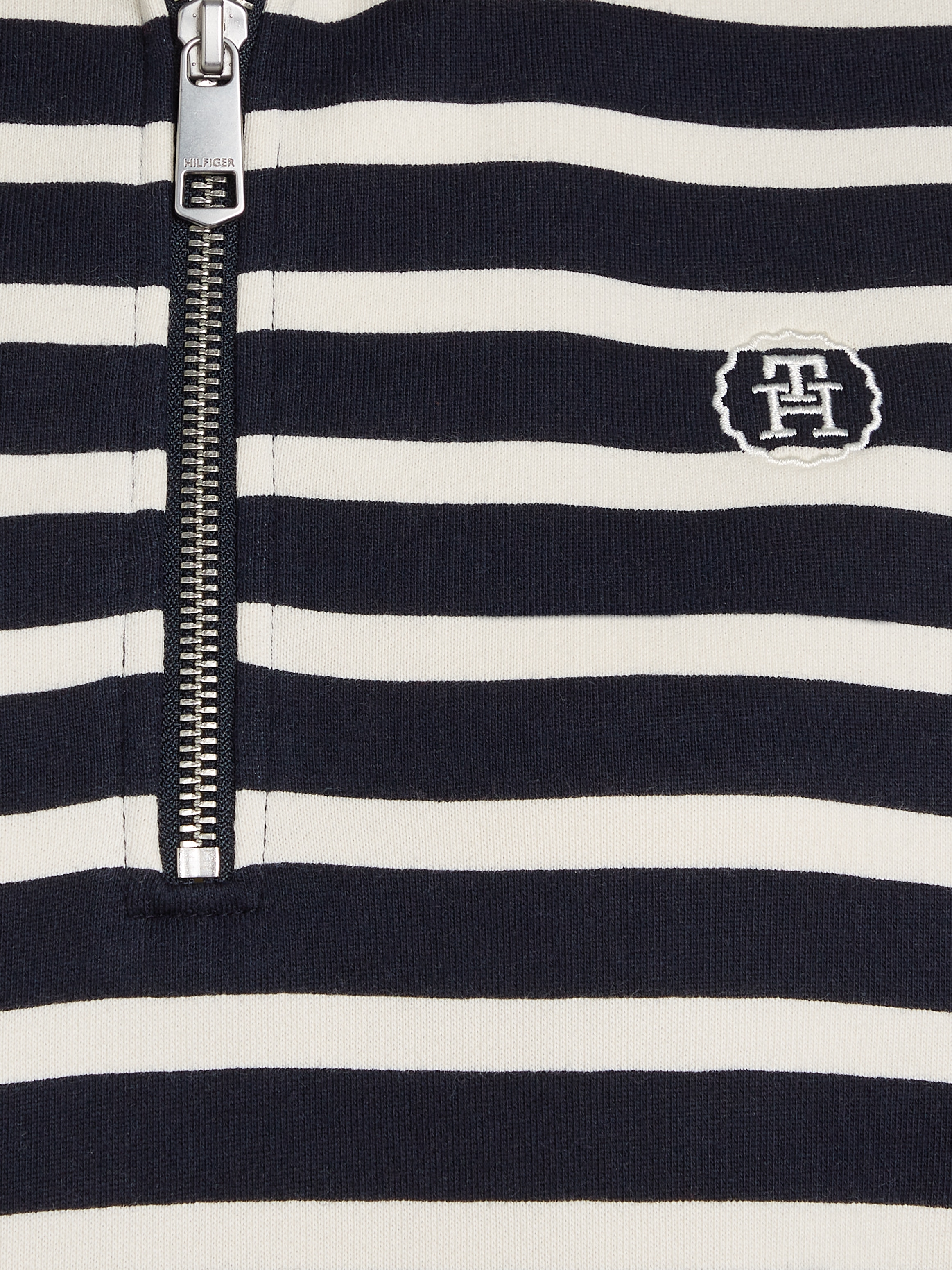 Tommy Hilfiger Sweater »SMD BRETON STRIPE 1/2 ZIP HWK«, Polokragen mit Reißverschlusss, gestreift, Logostickerei