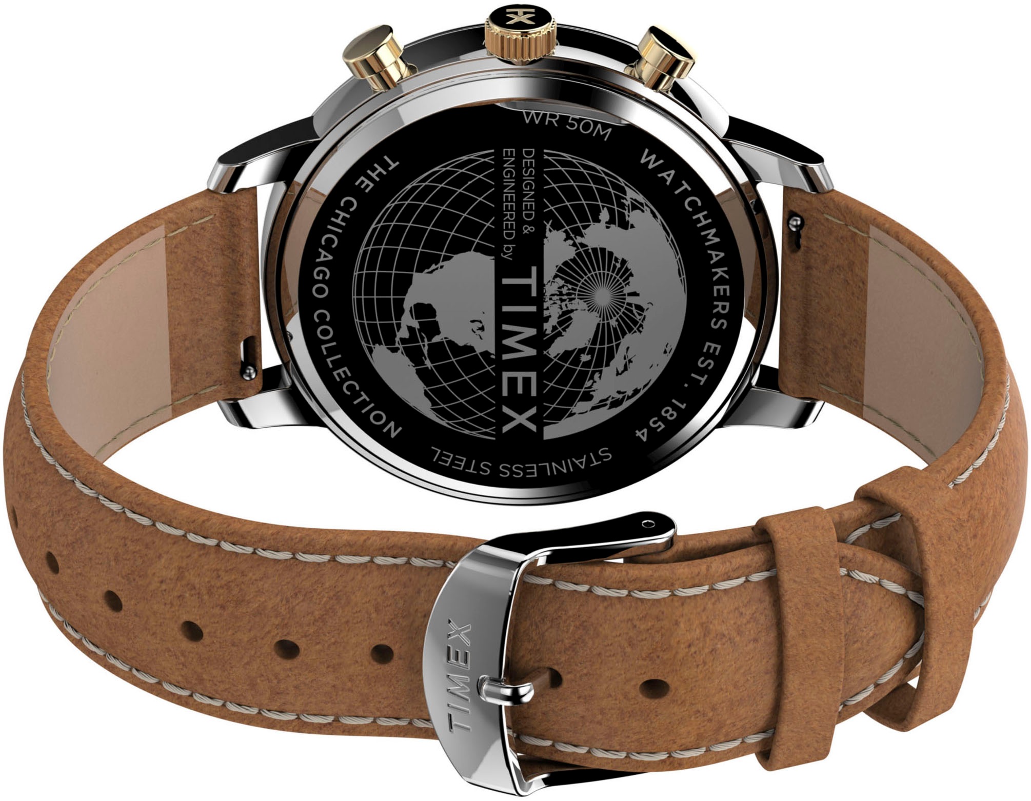 Timex Chronograph »CHICAGO«, Quarzuhr, Armbanduhr, Herren, Datum, Stoppfunktion, 12/24-Std.-Anzeige