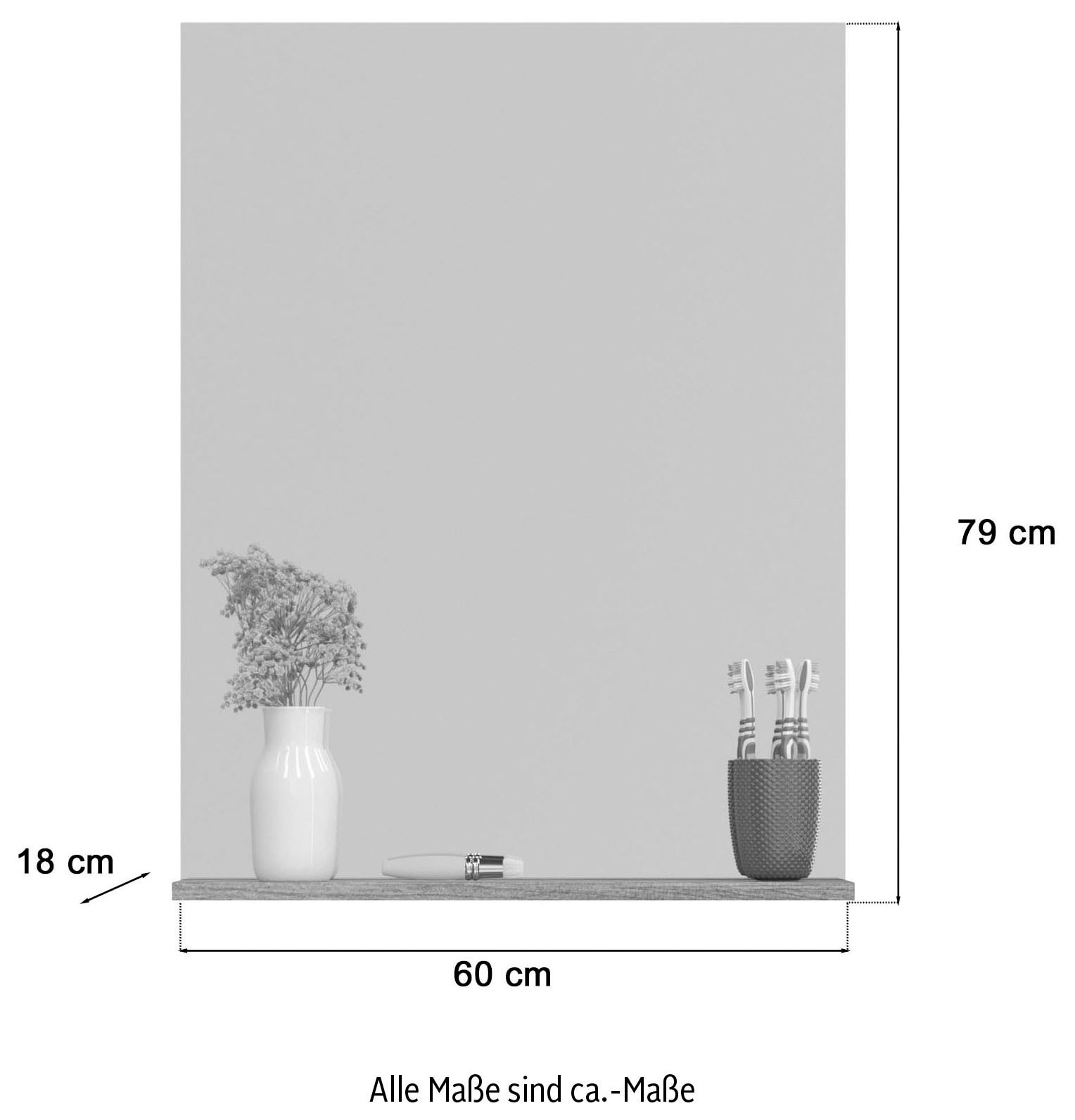 INOSIGN Badspiegel »Siena, Breite 60cm, 1 Ablageboden, hochwertiges Spiegelglas«, in verschiedenen Farben erhältlich, Badmöbel, Spiegel, Badezimmer