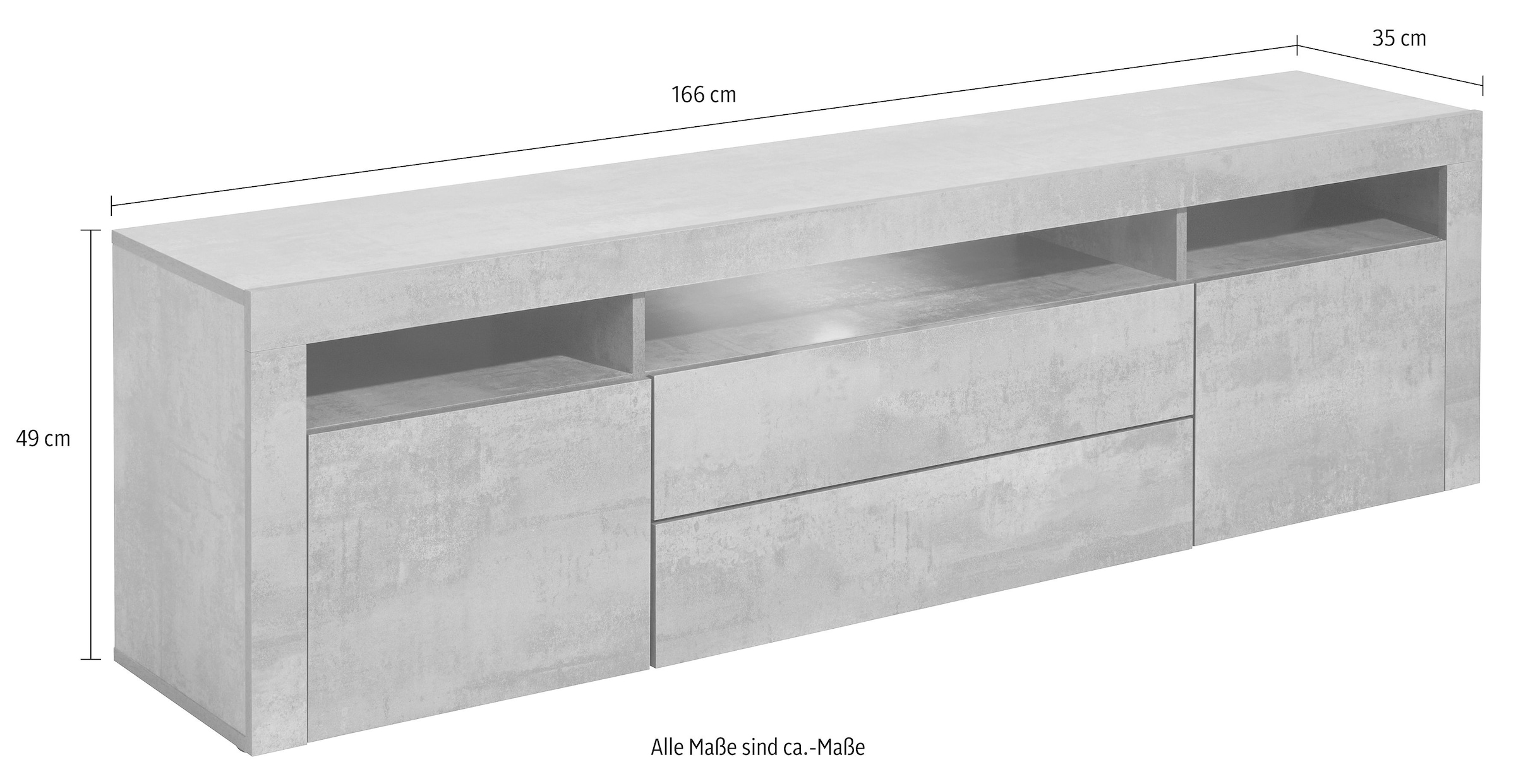 166 cm auf Fe«, kaufen »Santa Möbel Lowboard borchardt Raten Breite