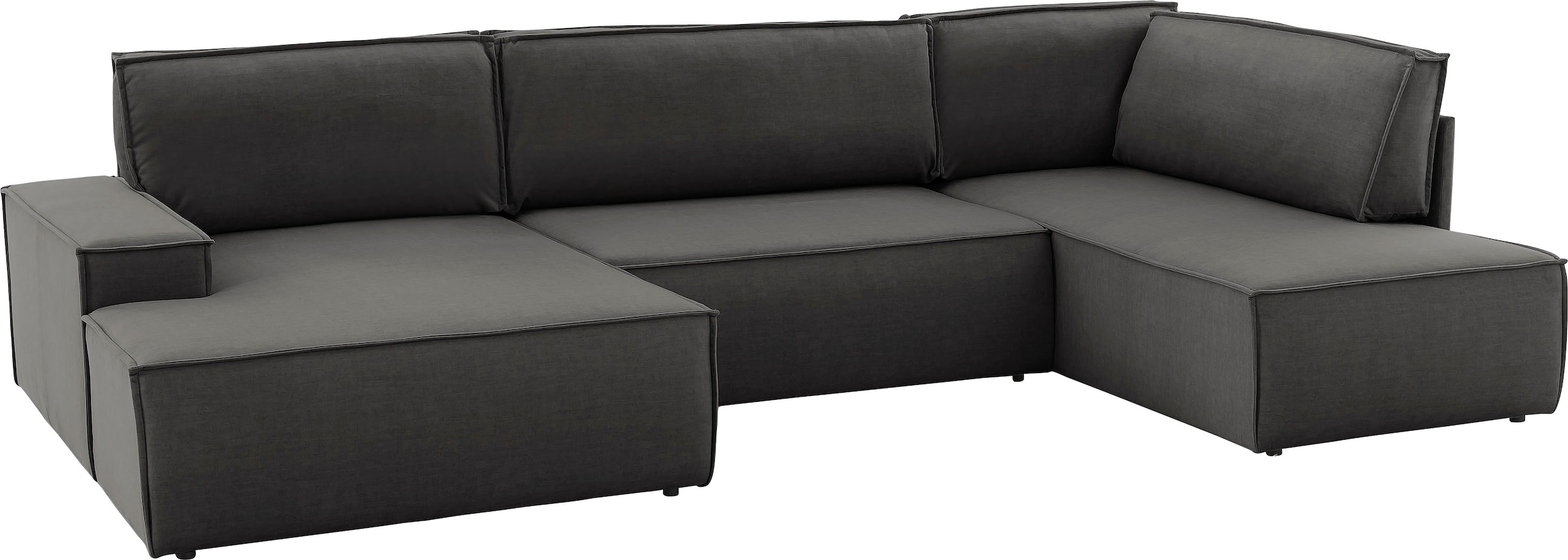 Home affaire Wohnlandschaft »SHERWOOD 329 cm, U-Form, Schlafsofa,«, Schlaffunktion m. Bettkasten (194x139 cm), Cord, Vintage, Samtvelours