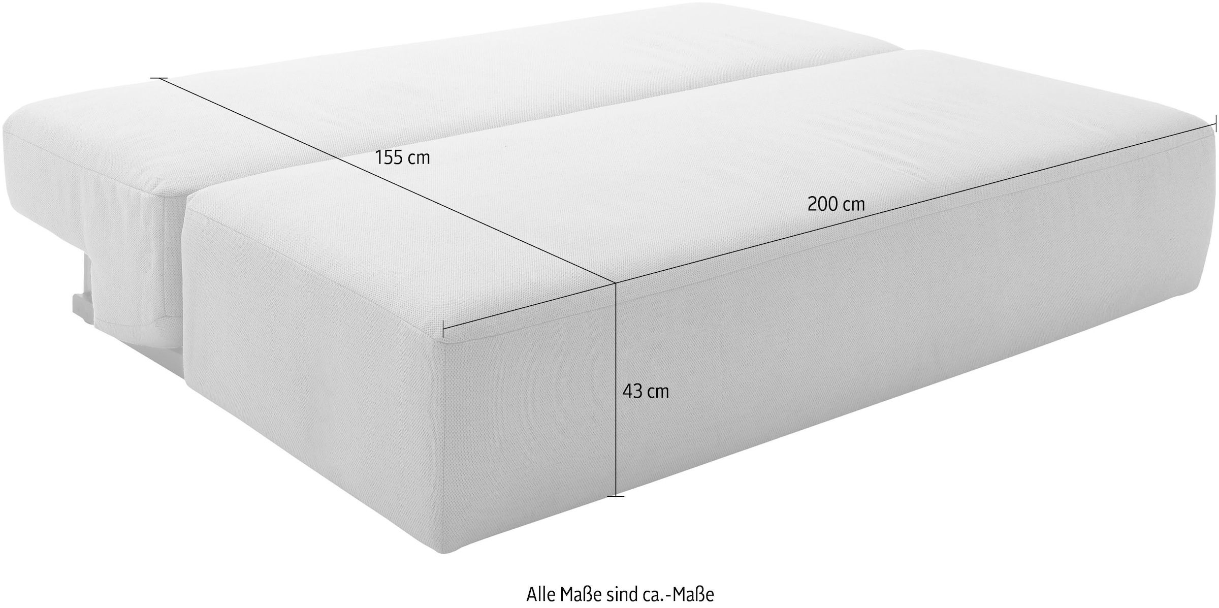 INOSIGN Schlafsofa »Donka Dauerschläfer-geeignet, belastbar bis 270 kg incl. Bettkasten,«, ohne Armlehnen, Breite 200 cm, auch in Cord, Tonnentaschen-Federkern