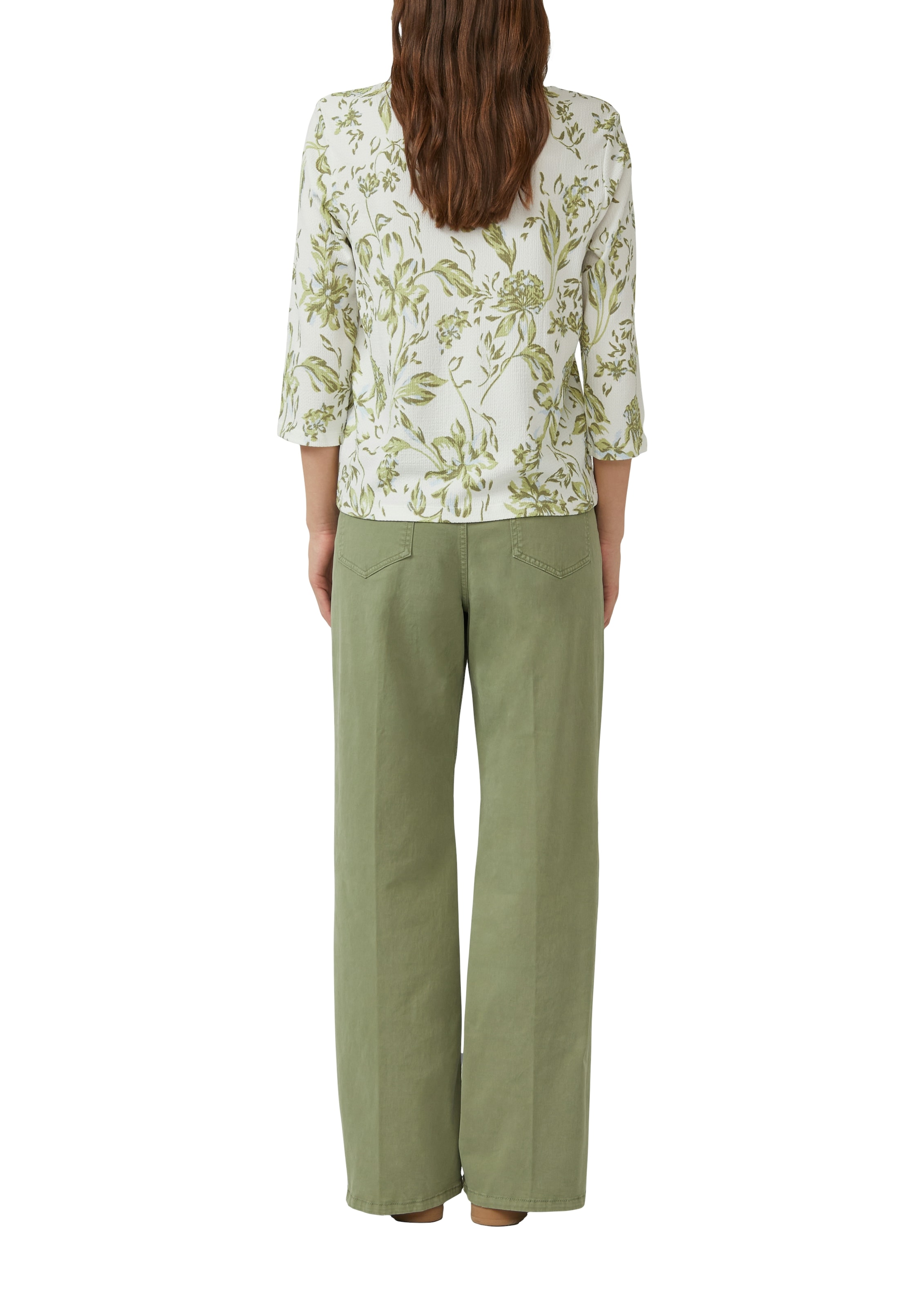 s.Oliver 3/4-Arm-Shirt mit floralem Allover-Print - Sommershirt Rundhals