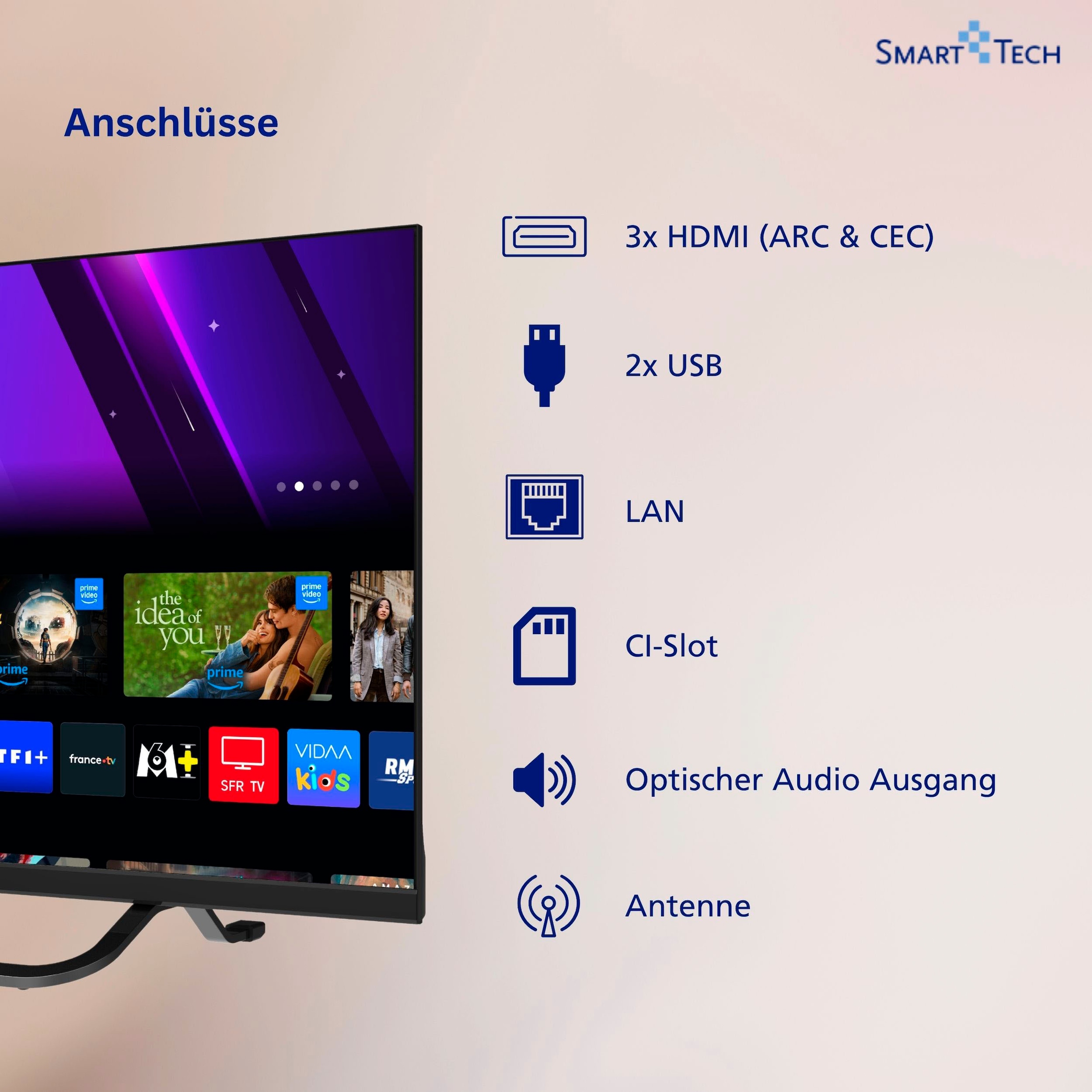 Smart Tech QLED-Fernseher »24QV02VC« 60 cm/24 ″ HD