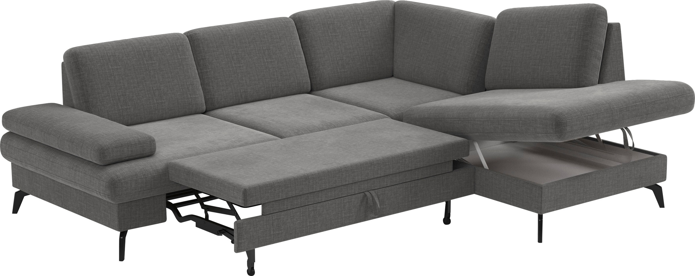 sit&more Ecksofa »Morris L-Form, inkl. Sitztiefenverstellung«, wahlweise mit Armteilverstellung, Bettfunktion & Bettkasten