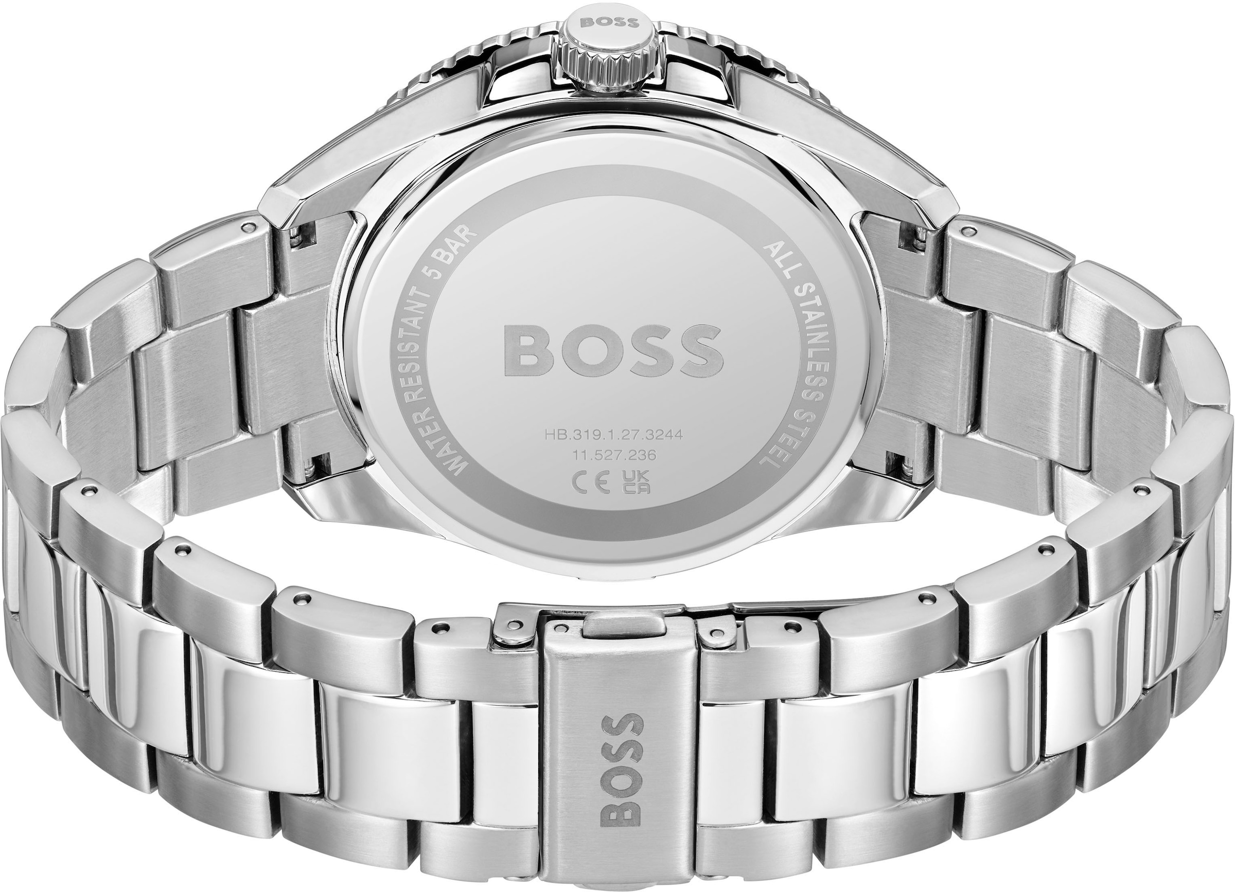 BOSS Quarzuhr »RUNNER 3H«, Armbanduhr, Herrenuhr, Edelstahlarmband, analog, Tag