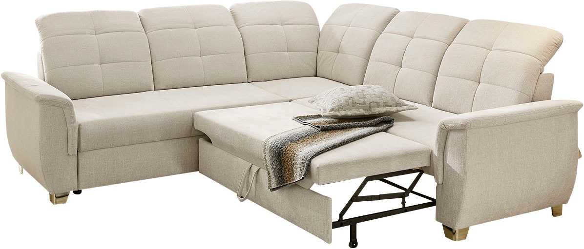 Jockenhöfer Gruppe Ecksofa Udine, verstellbare Kopfteile, Gästebett- und Relaxfunktion