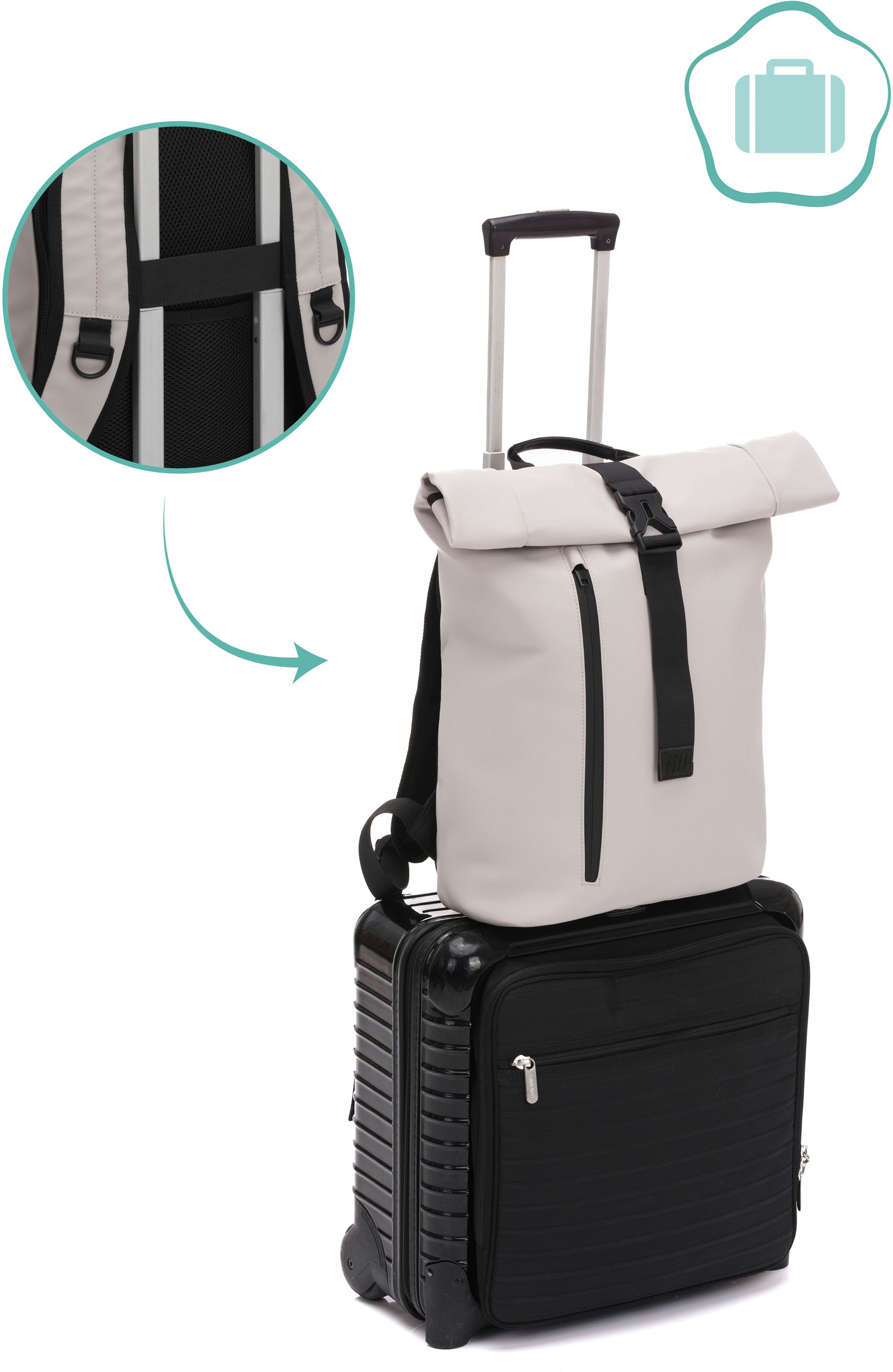 Fillikid Wickelrucksack »Oslo, alabaster beige«, inkl. Flaschenwärmer und Wickelauflage