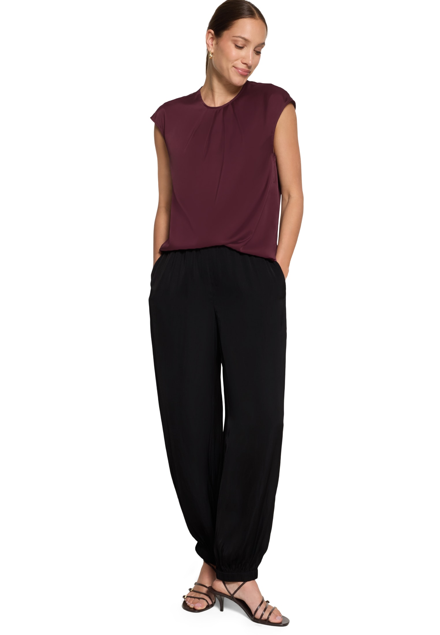 Zero Satinbluse »Satin-Bluse mit Rundhalsausschnitt«
