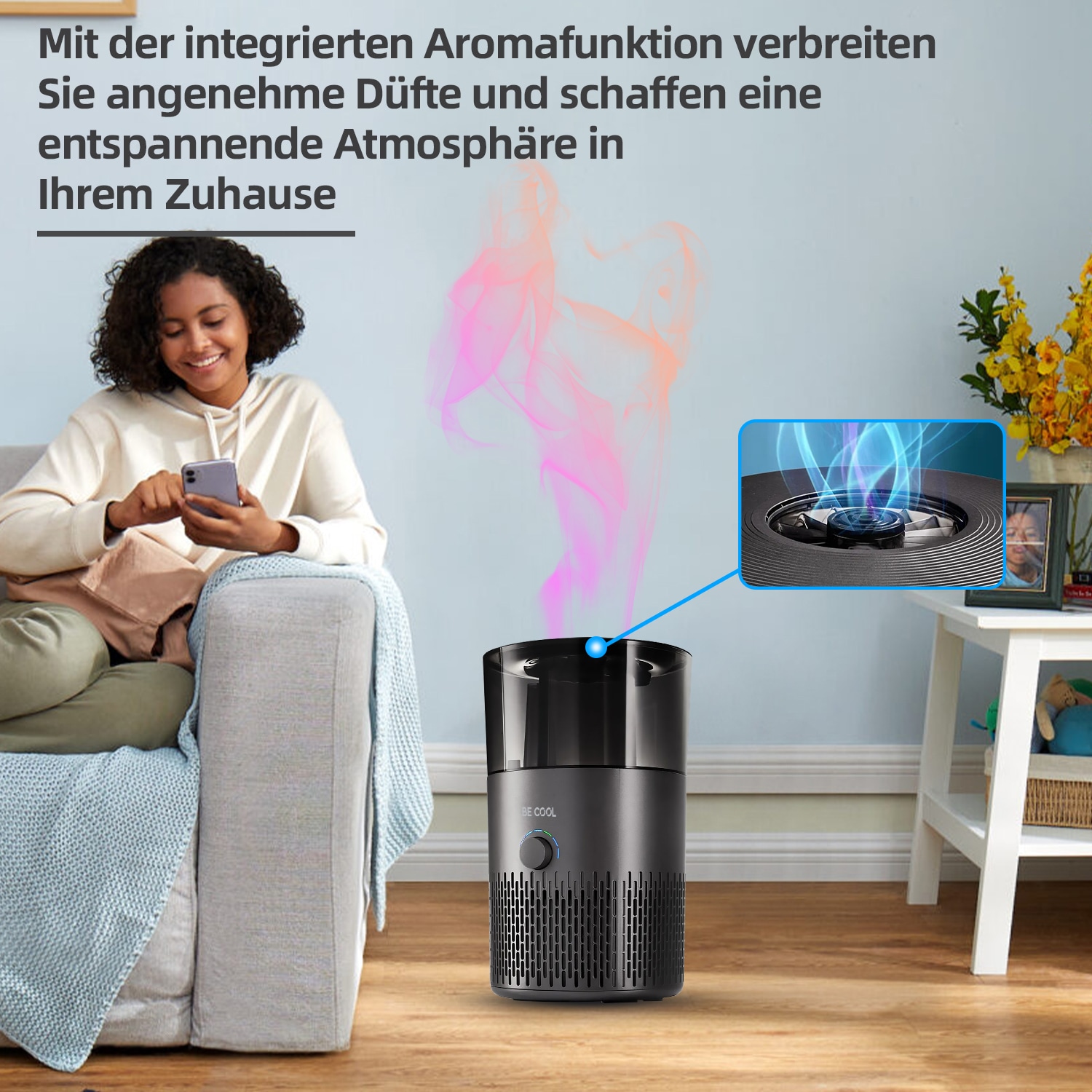 be cool Luftbefeuchter »Luftbefeuchter-/reiniger BCLB2402B«, 3,8 l Wassertank, Luftreinigungsfunktion mit HEPA-Filter, Aromafunktion