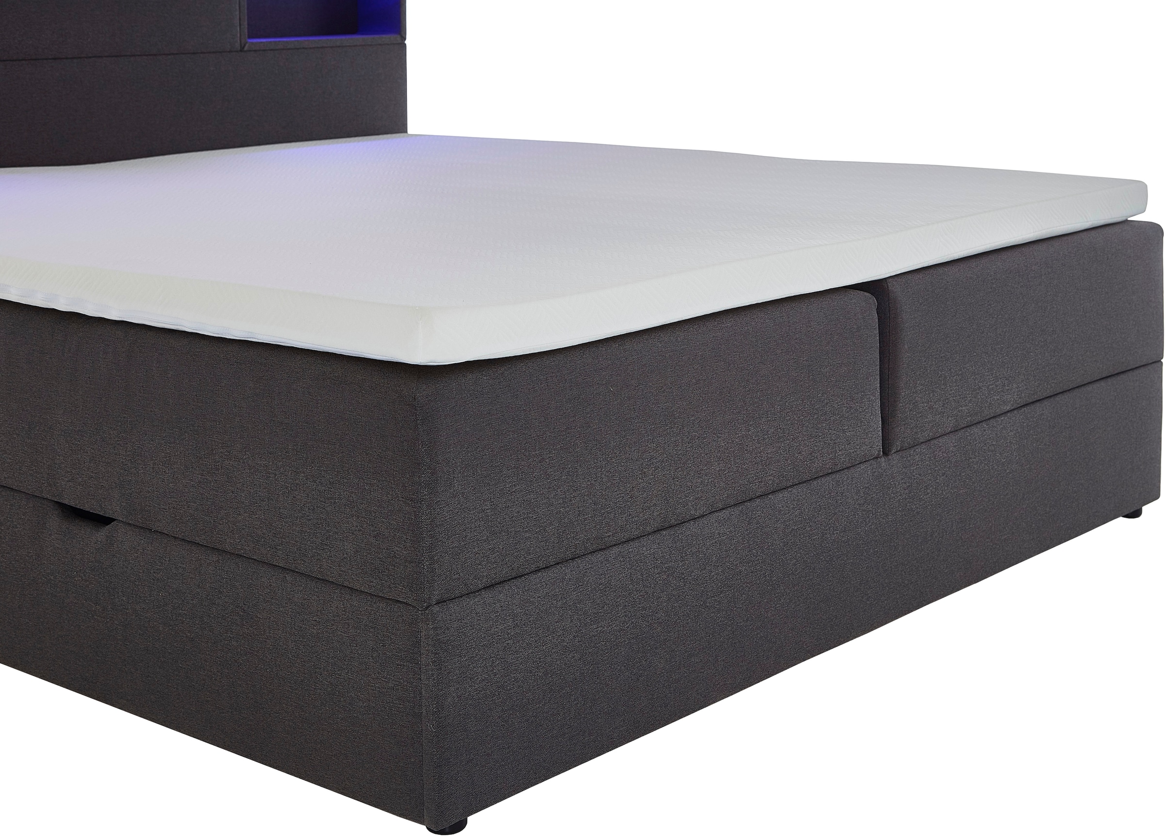 meise.möbel Boxspringbett »Caja mit Bettkasten und Topper«, mit LED ausgestattetes Ablagefach im Kopfteil