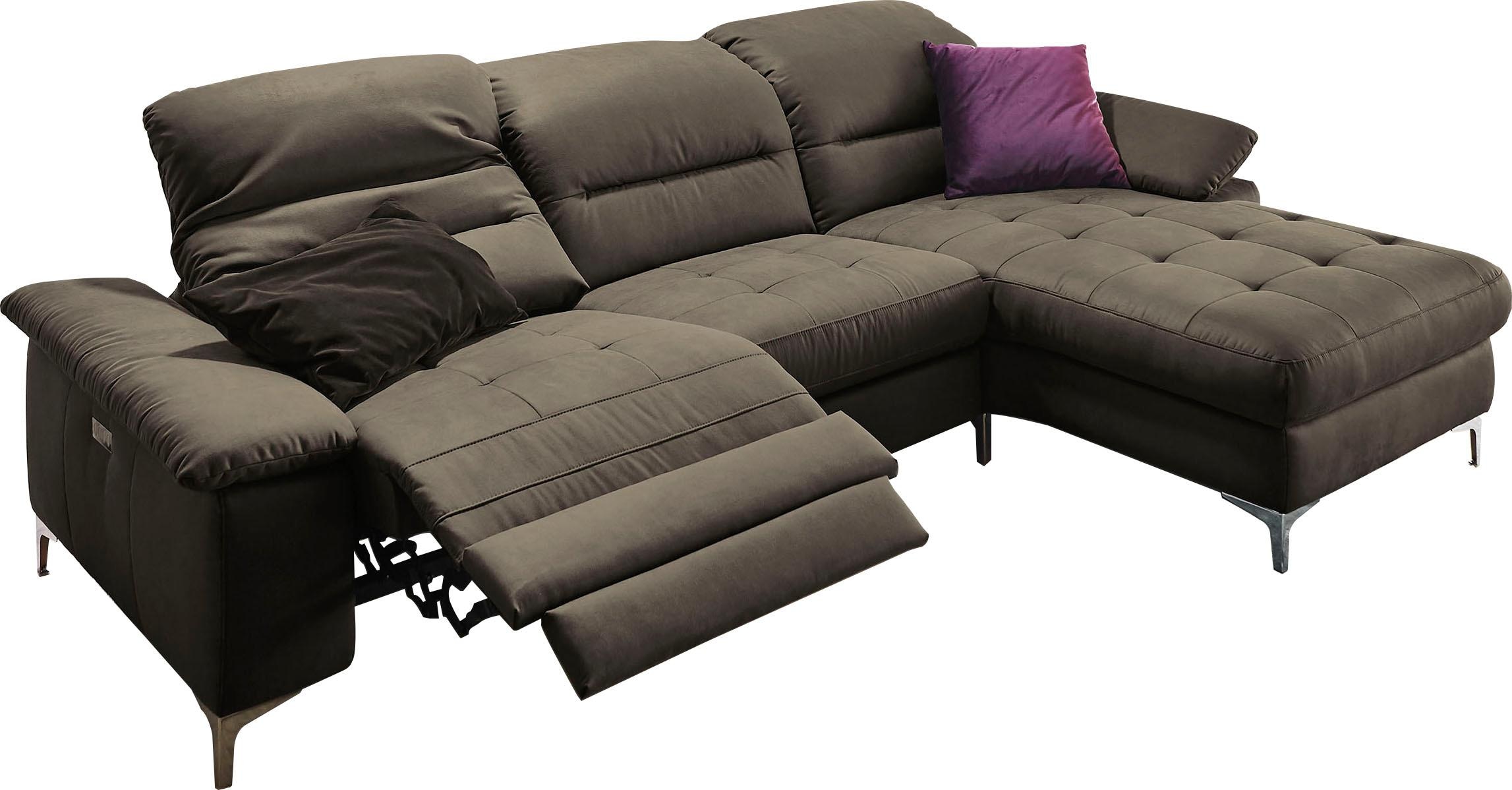 Places of Style Ecksofa »Basel L-Form«, mit vollmotorischer Relaxfunktion und motorischer Recamiere