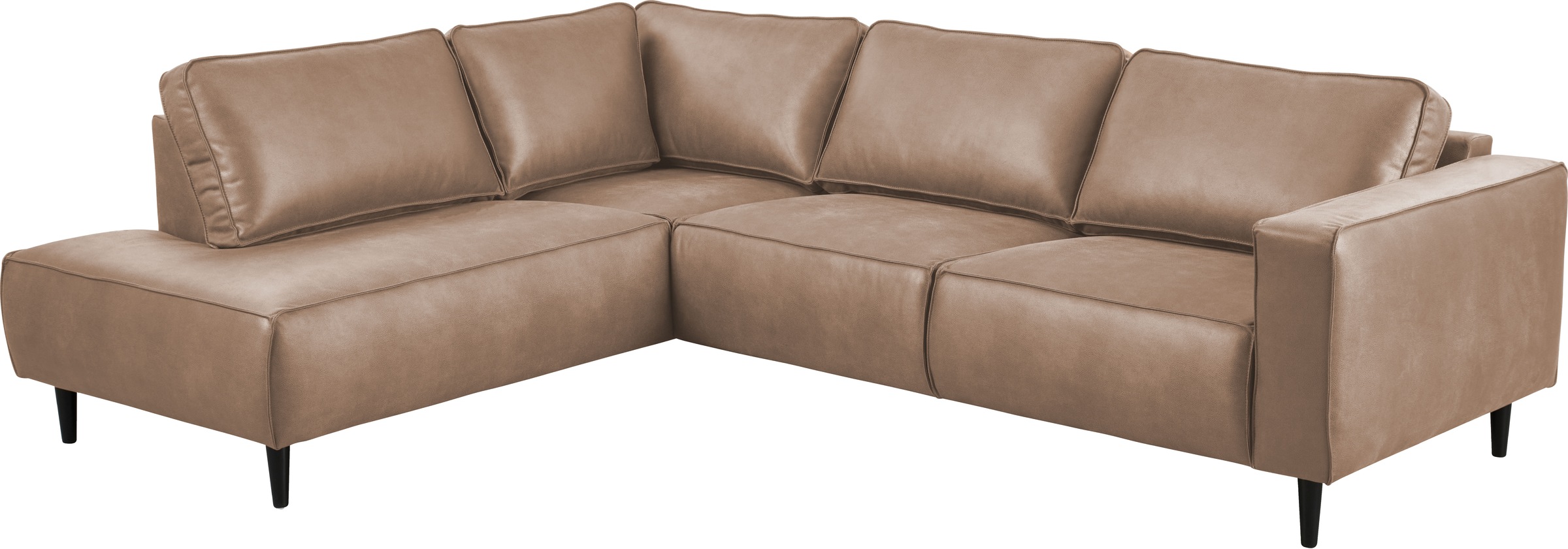 Places of Style Ecksofa »Fumone, Lederoptik oder Soft-Touch Chenille«, Breite 260, mit schwarzen Massivholzfüßen