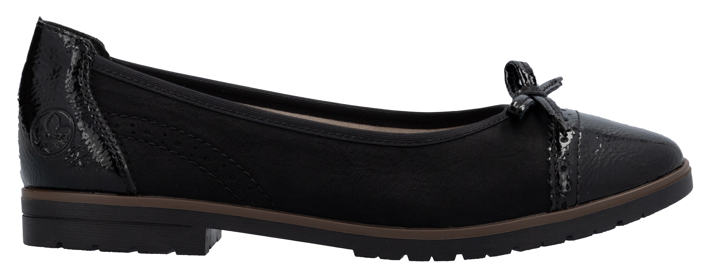 Rieker Ballerina, Loafer, Schlupfschuh, Flats, Slipper, Businessschuh mit Schleifchen