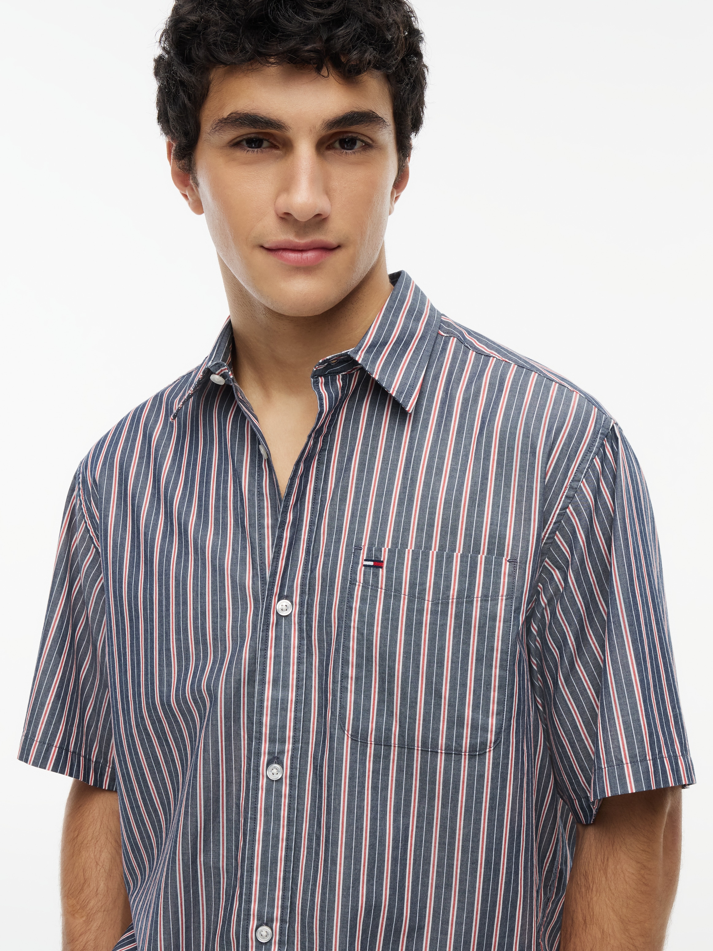 Tommy Jeans Kurzarmhemd »POPLIN STRIPE SHIRT« Relaxed fit mit Brusttasche