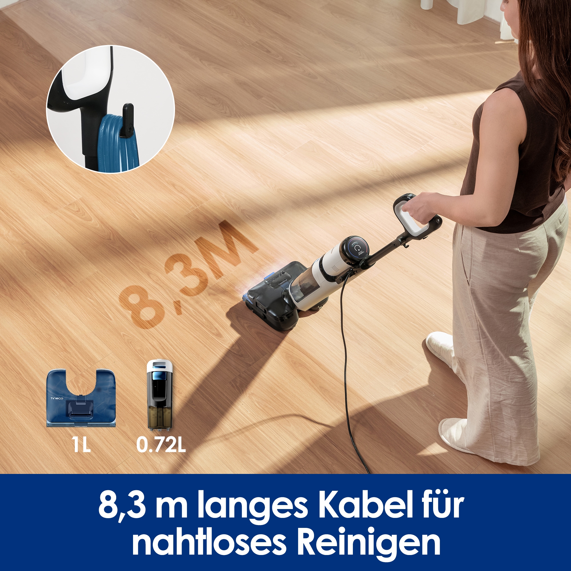 Tineco Nass-Trocken-Sauger »FLOOR ONE S6 Stretch Steam Plus Dampfreiniger« mit 160° Grad hygienischer Dampfreinigung, für Flecken und Tierhaare