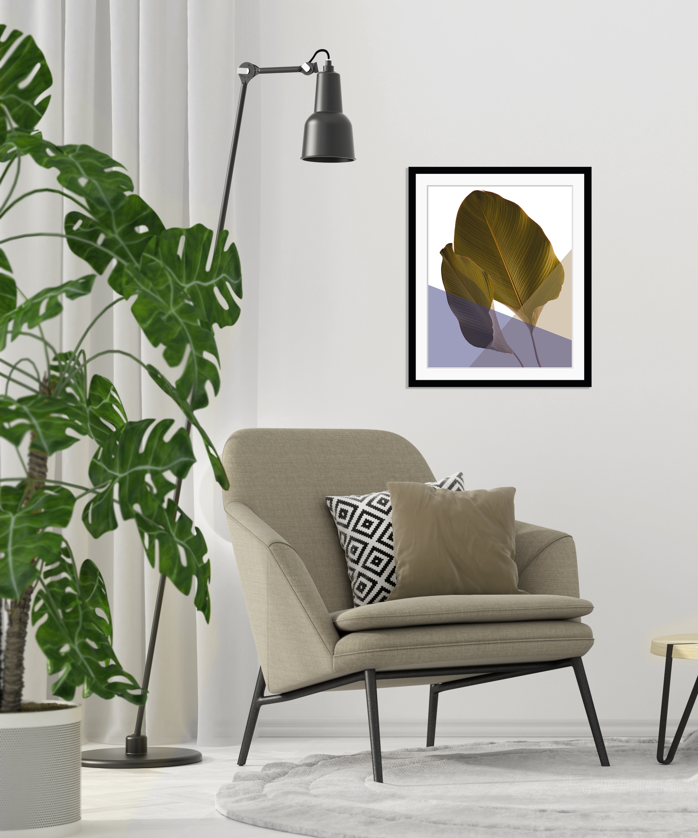 queence Bild »Moritz«, Blätter-Abstrakt-Kunst-Figuren-Pflanzen-Pflanzenbilder, HD Premium Poster-Druck inkl. Holzrahmen