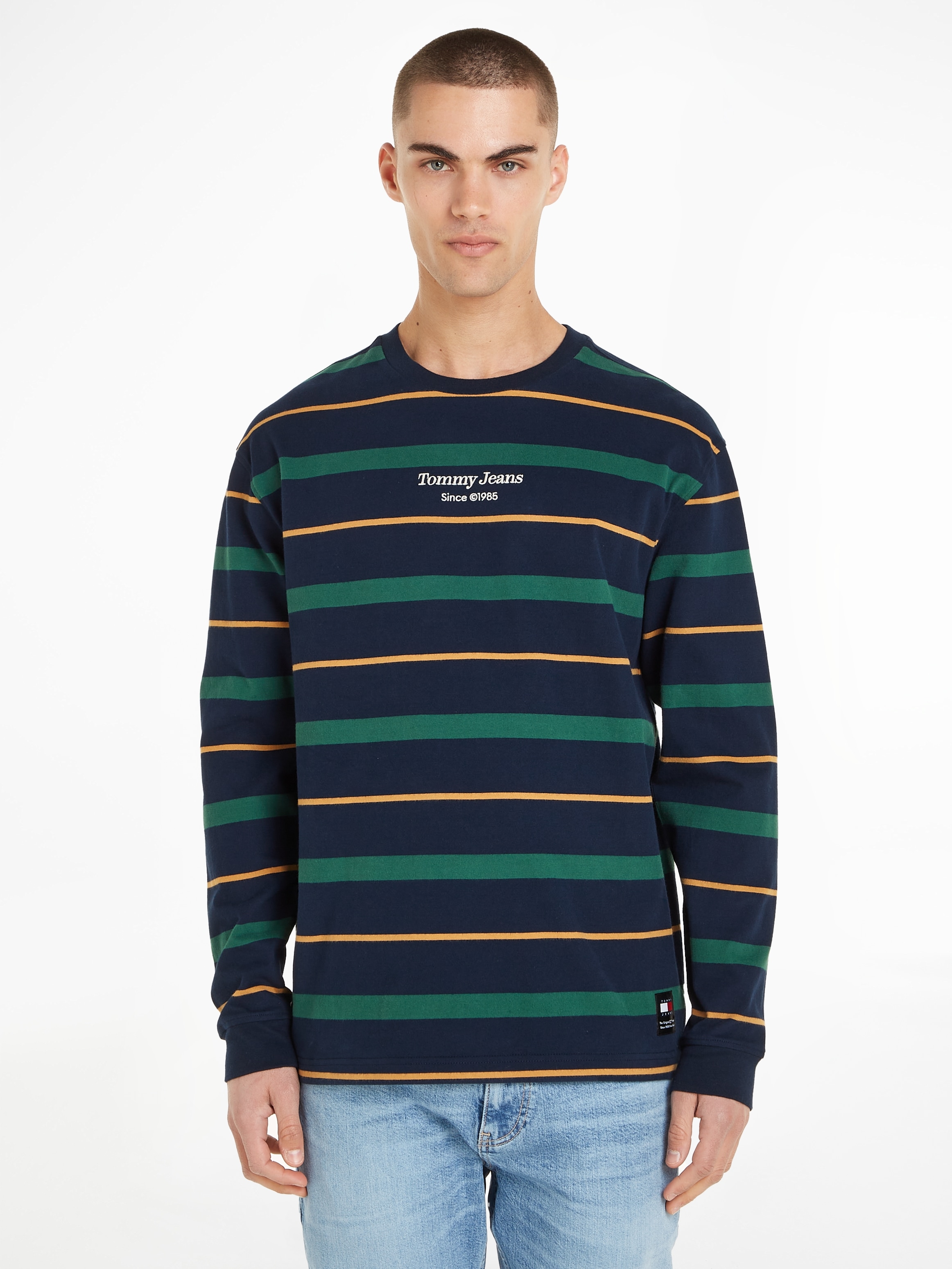 Langarmshirt »TJM REG STRIPE LS TEE«, mit Tommy Hilfiger Schriftzug