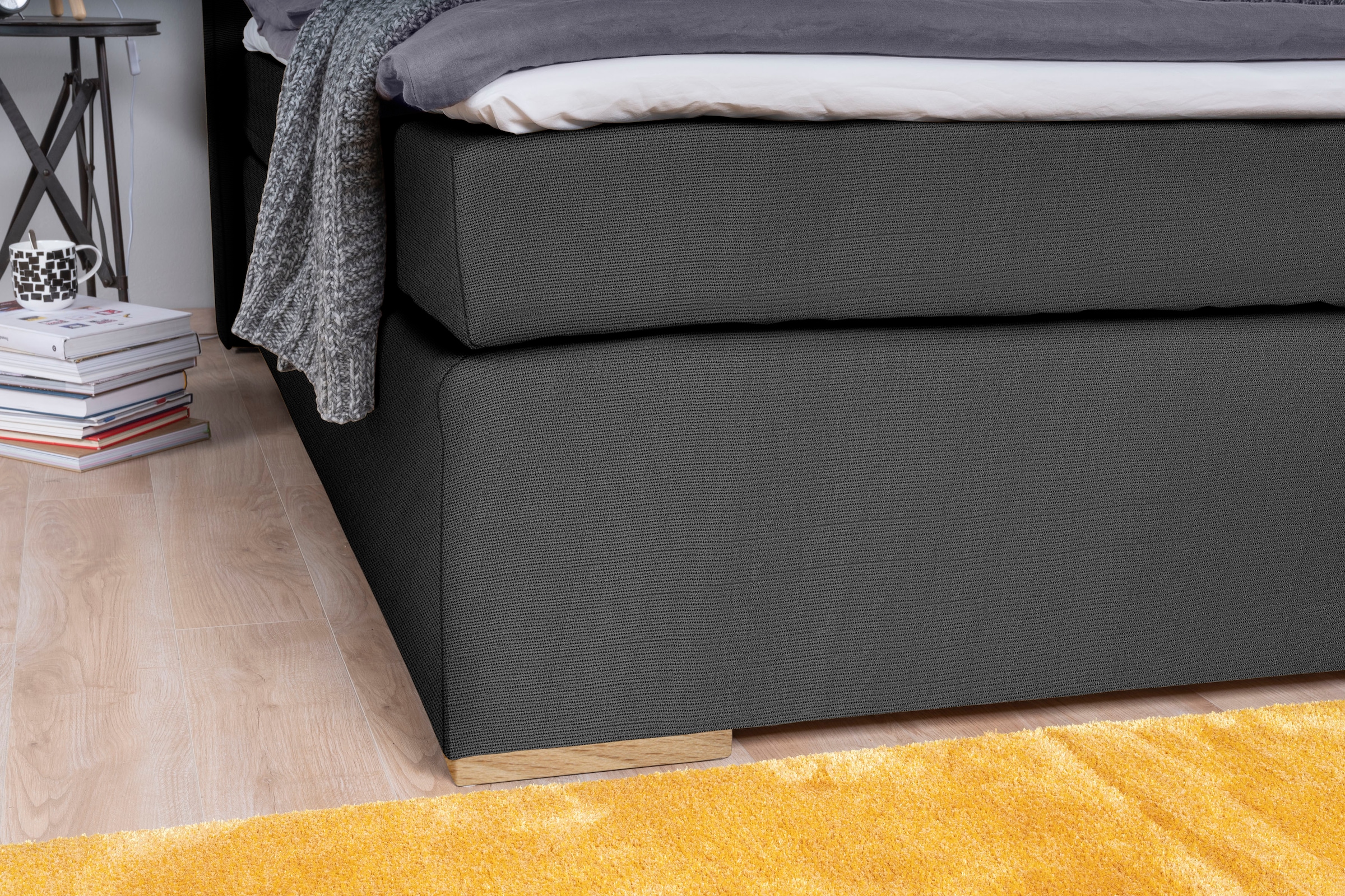 alina Boxspringbett »Nikki« inklusive Matratze und Topper, Füße Buche natur