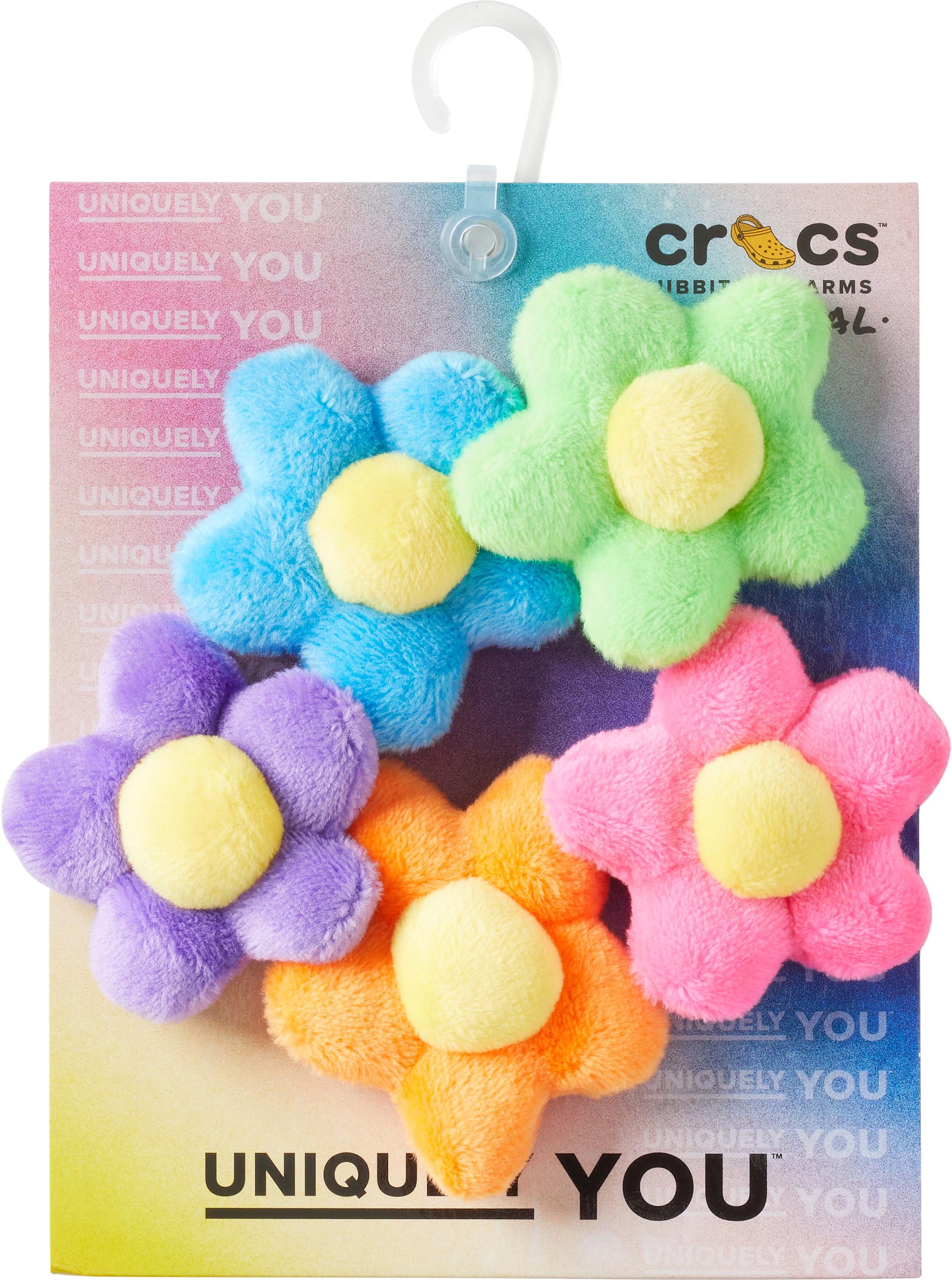 Crocs Schuhanstecker »Jibbitz™ Plush Flower Power«, (Set, 5 tlg., Kein Spielzeug. Nicht für Kinder unter 3 Jahren geeignet), Charm, Anstecker, Set mit Blütenmotive