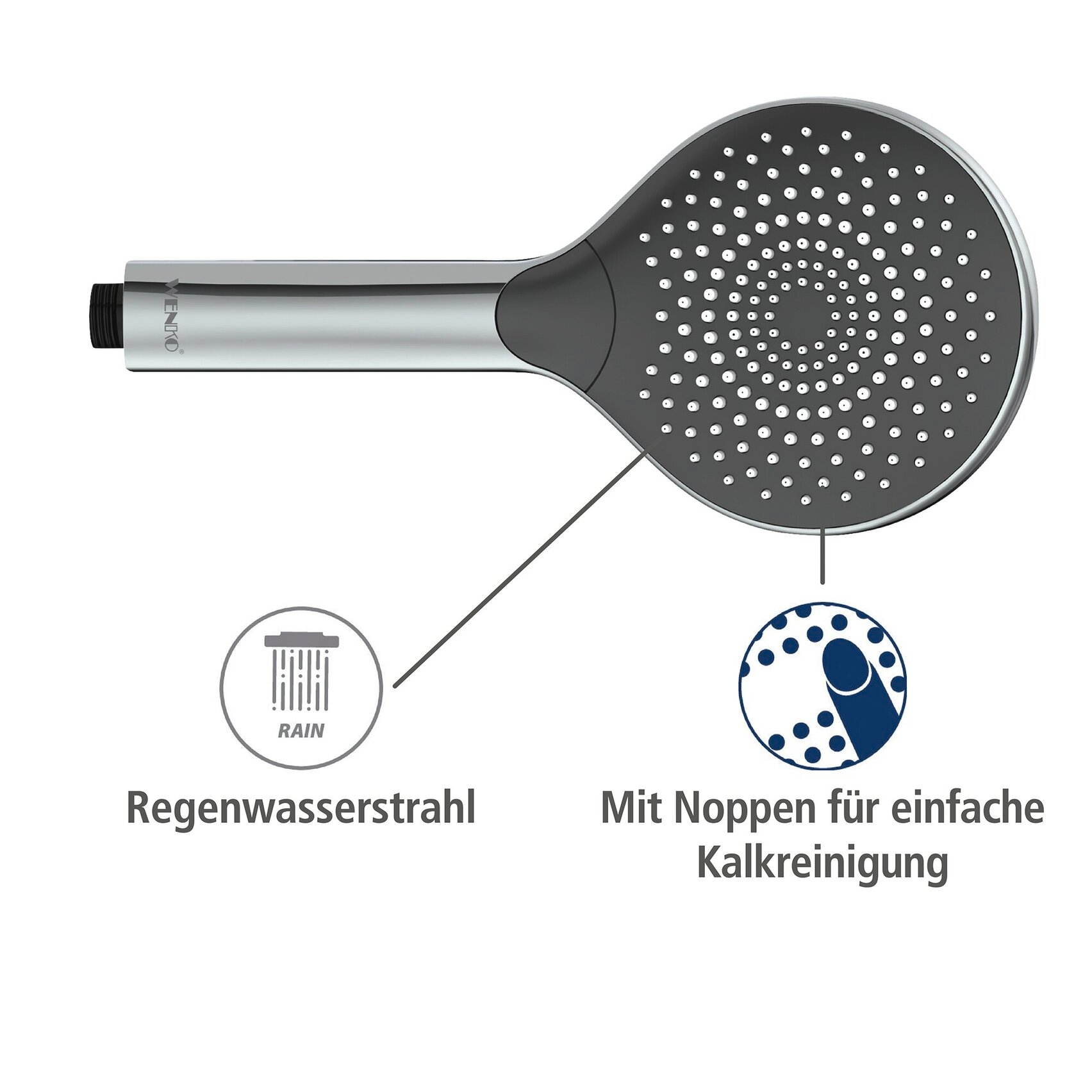 WENKO Handbrause »Watersaving« 3 Strahlarten, Ø 12 cm