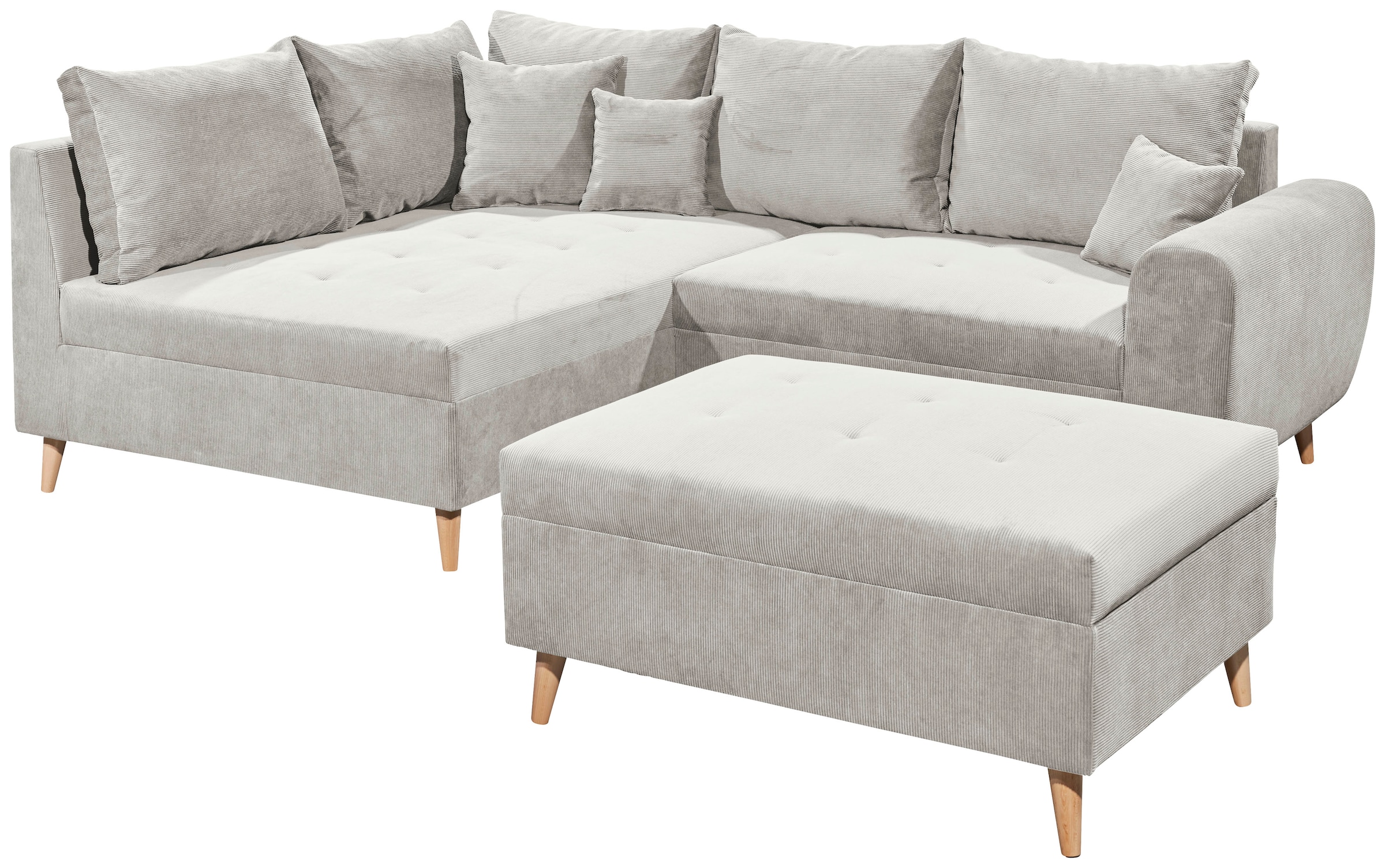 ED EXCITING DESIGN Ecksofa »Calanda L-Form« mit Hocker & 3 Zierkissen