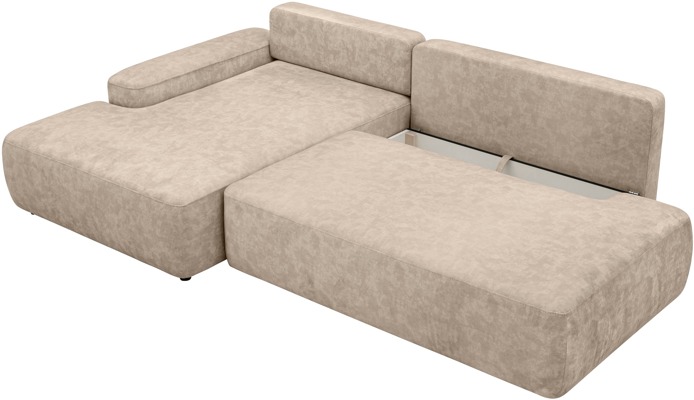 INOSIGN Ecksofa »TORGE, Schlafsofa Cord, Samtvelours u. Strukur fein, Couch in L-Form«, Schlaffunktion und Bettkasten, Liegefläche: 210x125 cm, neues Design