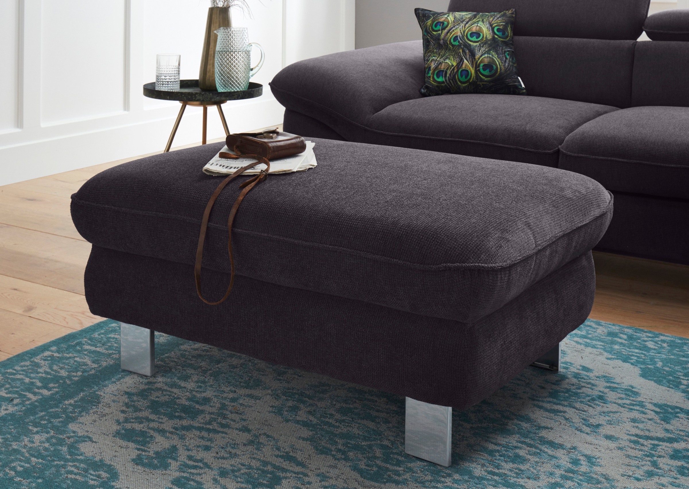 COTTA Polstergarnitur »Driver L-Form«, (Set, 2 tlg.), Set bestehend aus: Ecksofa mit Kopfteilverstellung & Hocker