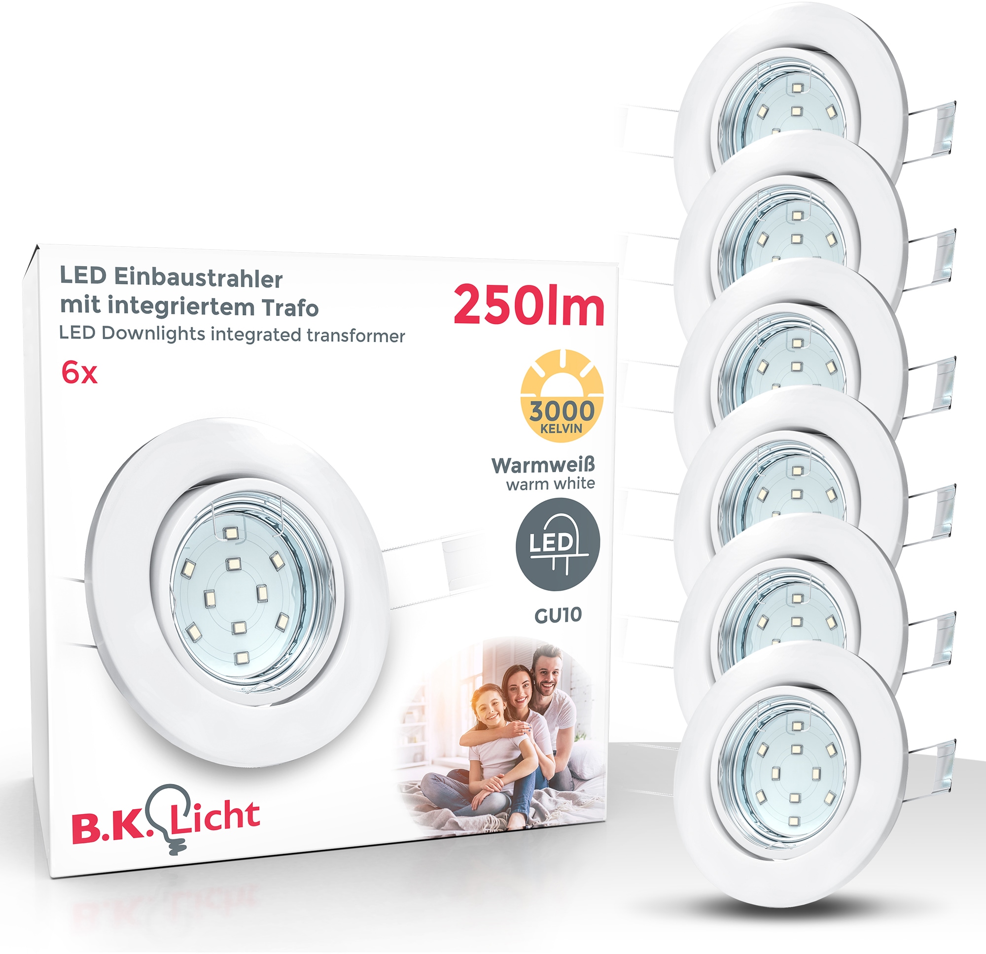 B.K.Licht LED Einbauleuchte Decken-Spot weiß schwenkbar 3 Jahren online »Hila«, Garantie Einbauspot XXL kaufen LED mit SET Einbaustrahler flammig-flammig, GU10 6er | 6