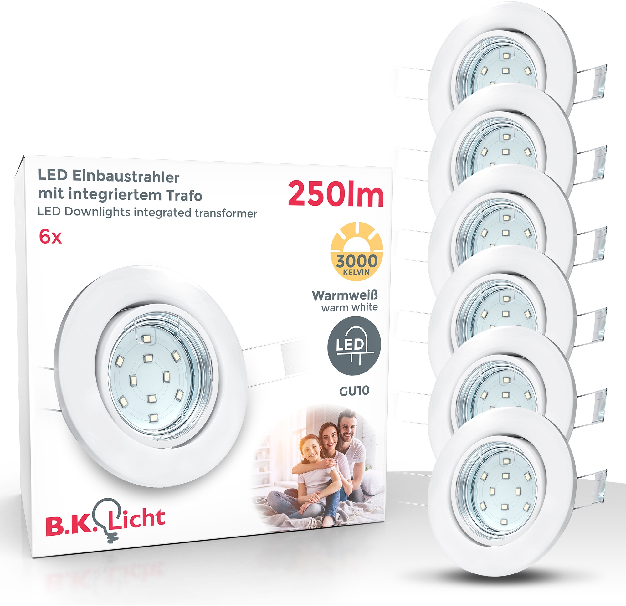 Einbauspot XXL 6er Einbaustrahler Garantie mit »Hila«, GU10 SET 3 Decken-Spot B.K.Licht weiß flammig-flammig, LED Jahren LED kaufen schwenkbar Einbauleuchte online 6 |