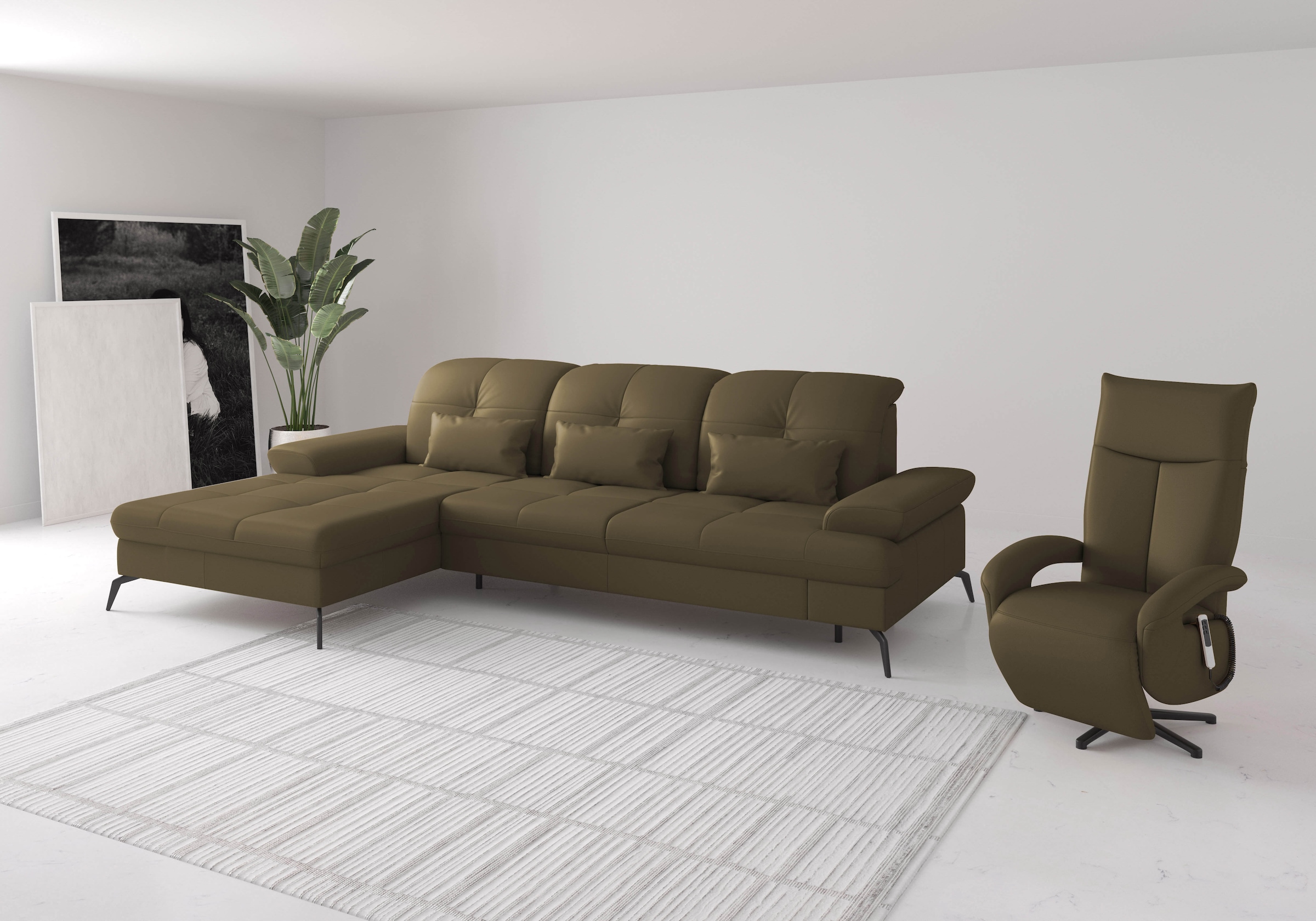 sit&more Ecksofa »Amica, L-Form, inkl. Sitztiefenverstellung & Armteilverstellung«, wahlweise mit Bettfunktion, Bettkasten und Kopfteilverstellung