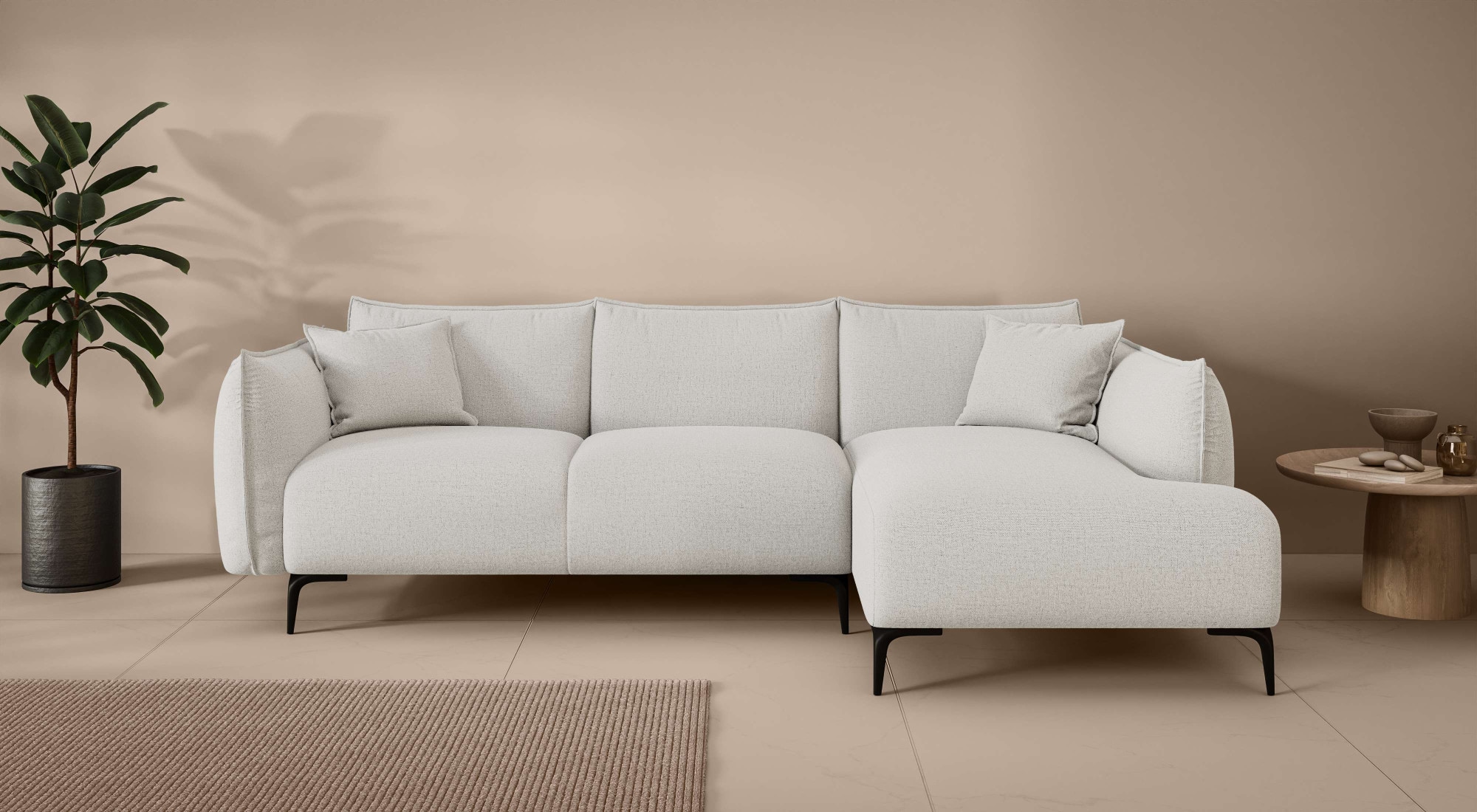 LeGer Home by Lena Gercke Ecksofa »Adelita mit Ottomane links oder rechts bestellbar, B/H/T 270/97/168«, L-Form mit Wellenunterfederung, enthält 2 Zierkissen