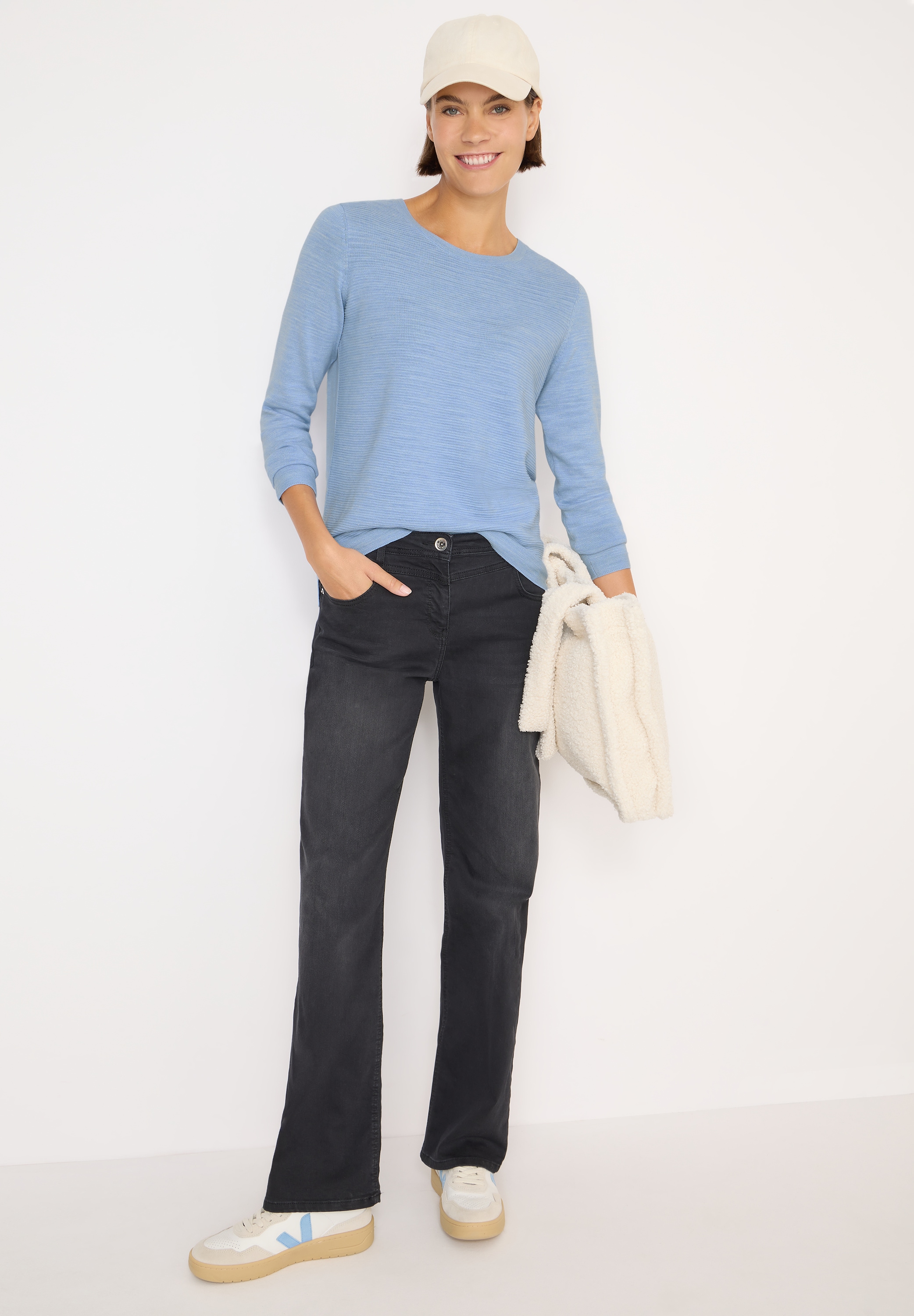 Cecil Rundhalspullover mit Struktur