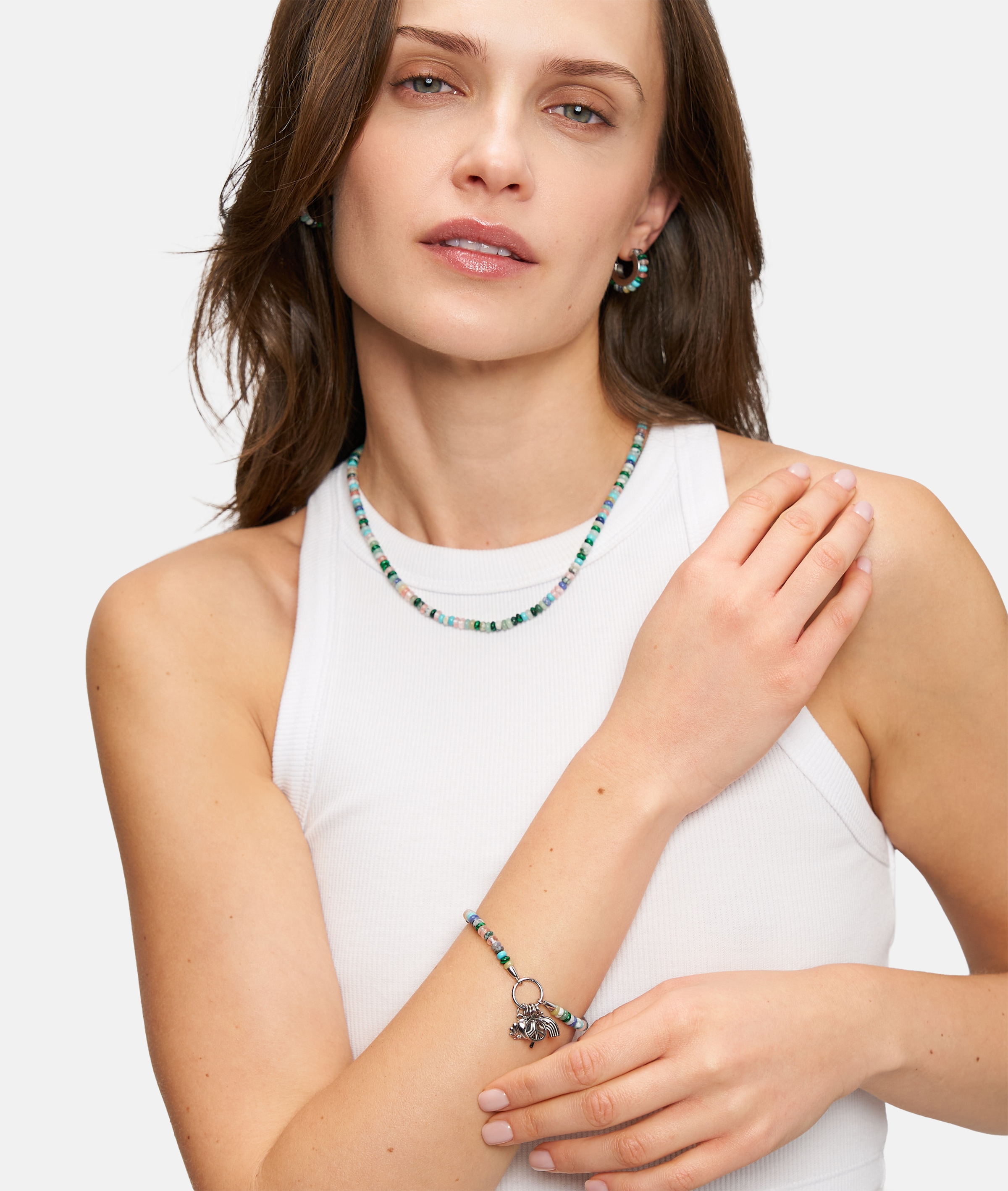 Tamaris Charm-Armband »Schmuck Geschenk Edelstahl Armkette All About Beads« mit Naturstein