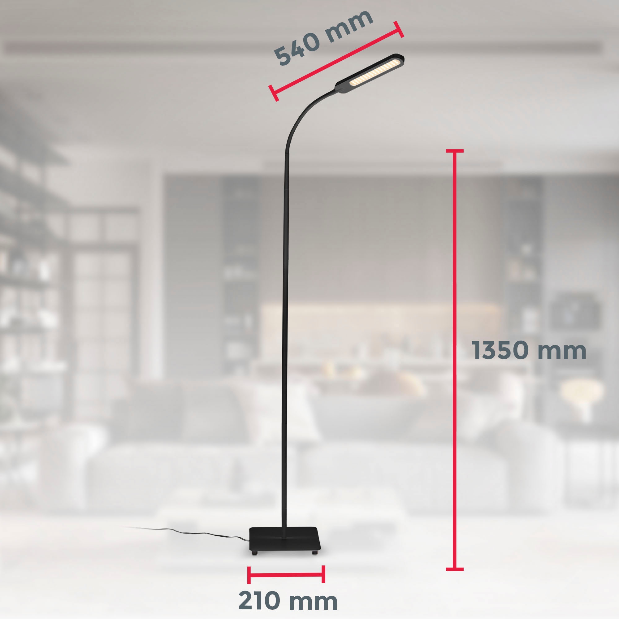 B.K.Licht LED Stehlampe mit Dimmfunktion, inkl. 1 x LED-Platine 6,5 Watt, 600lm, dimmbar 3.000K / 4.000K / 6.500K via Touchschalter