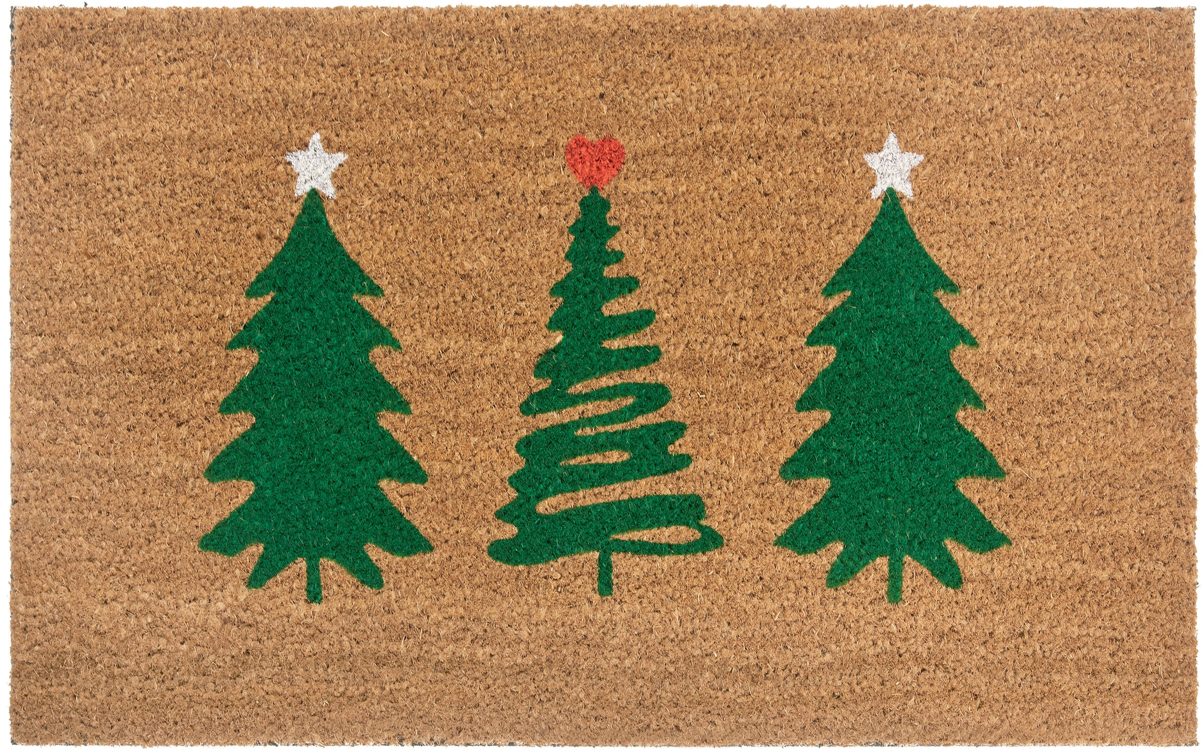 Fußmatte »Mix Mats Kokos Decorated Pine Trees«, rechteckig, Weihnachten,...