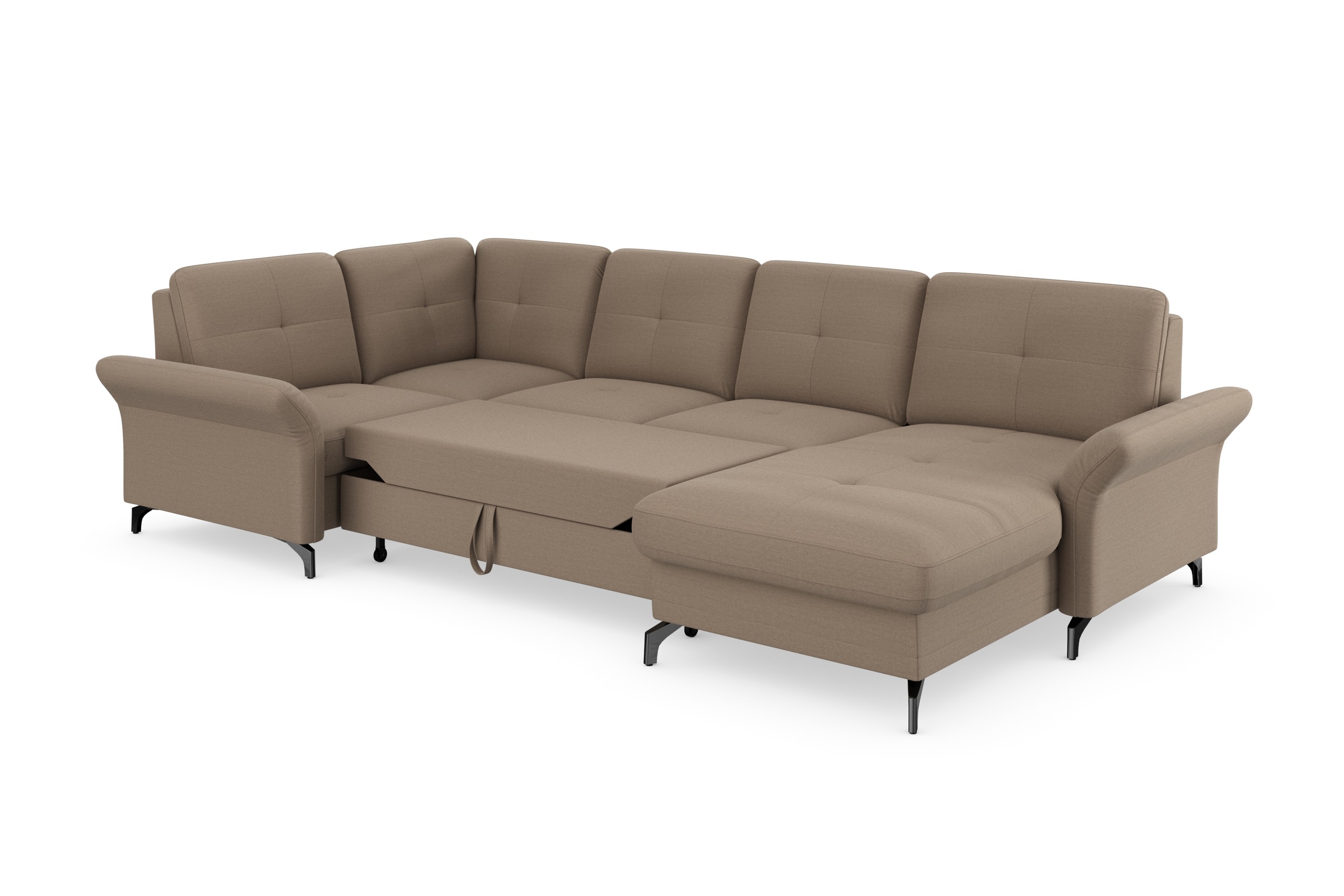 Places of Style Wohnlandschaft »Calando U-Form«, wahlweise mit Bettfunktion, Bettkasten und Armteilfunktion