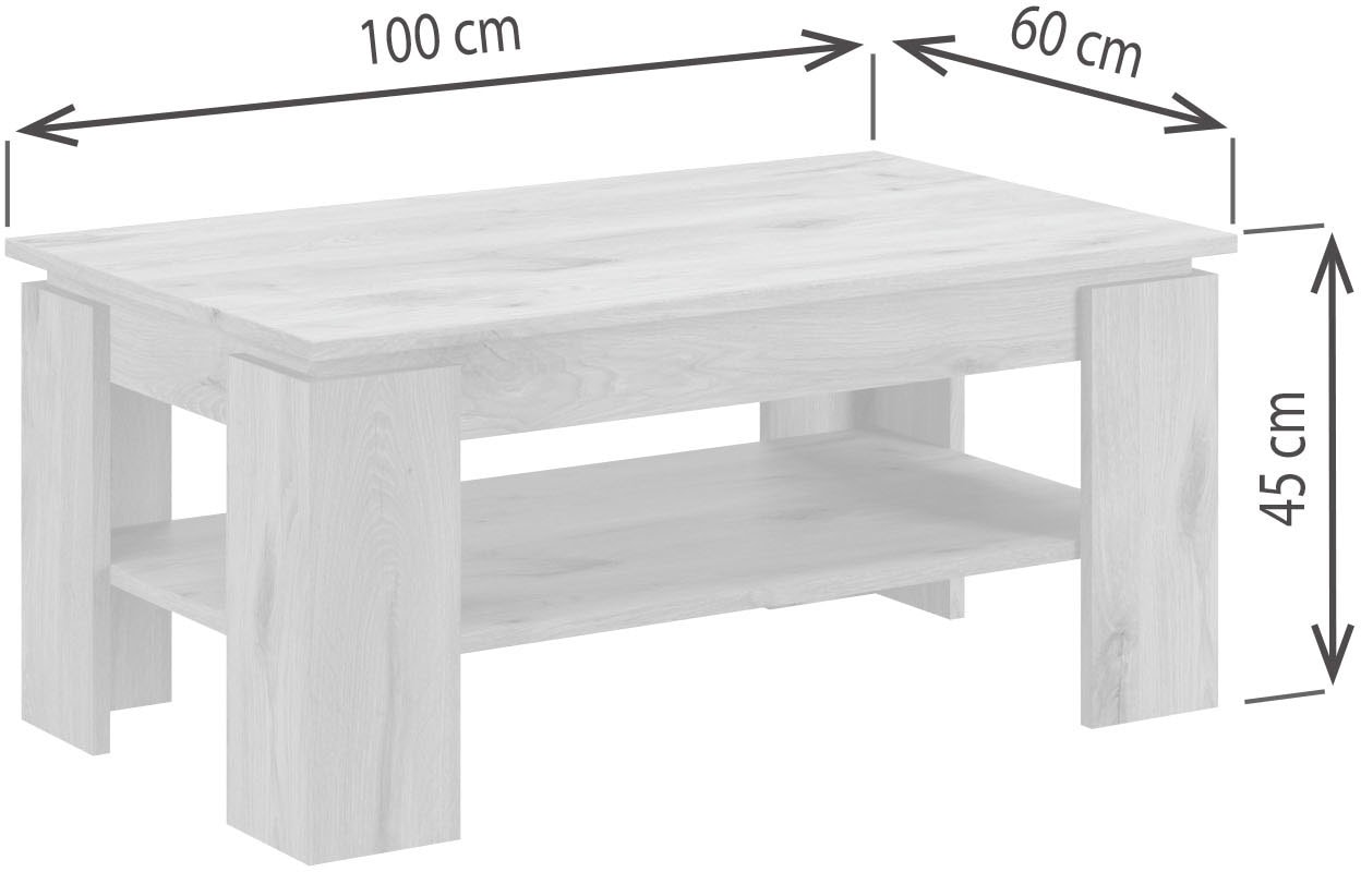 INOSIGN Couchtisch »Kalmar, rechteckig, 100 x 60 cm, 1 Ablageboden«, Sofatisch, Beistelltisch, Kaffetisch, Wohnzimmertisch, coffee table