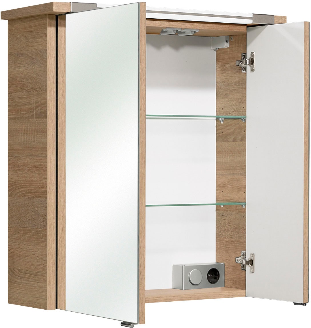 Saphir Badmöbel-Set »Quickset 382 5-teilig, Waschbeckenunterschrank mit LED-Spiegelschrank«, (11 St.), Hochschrank, Unterschrank, Hängeschrank, inkl. Türdämpfer, 8 Türen