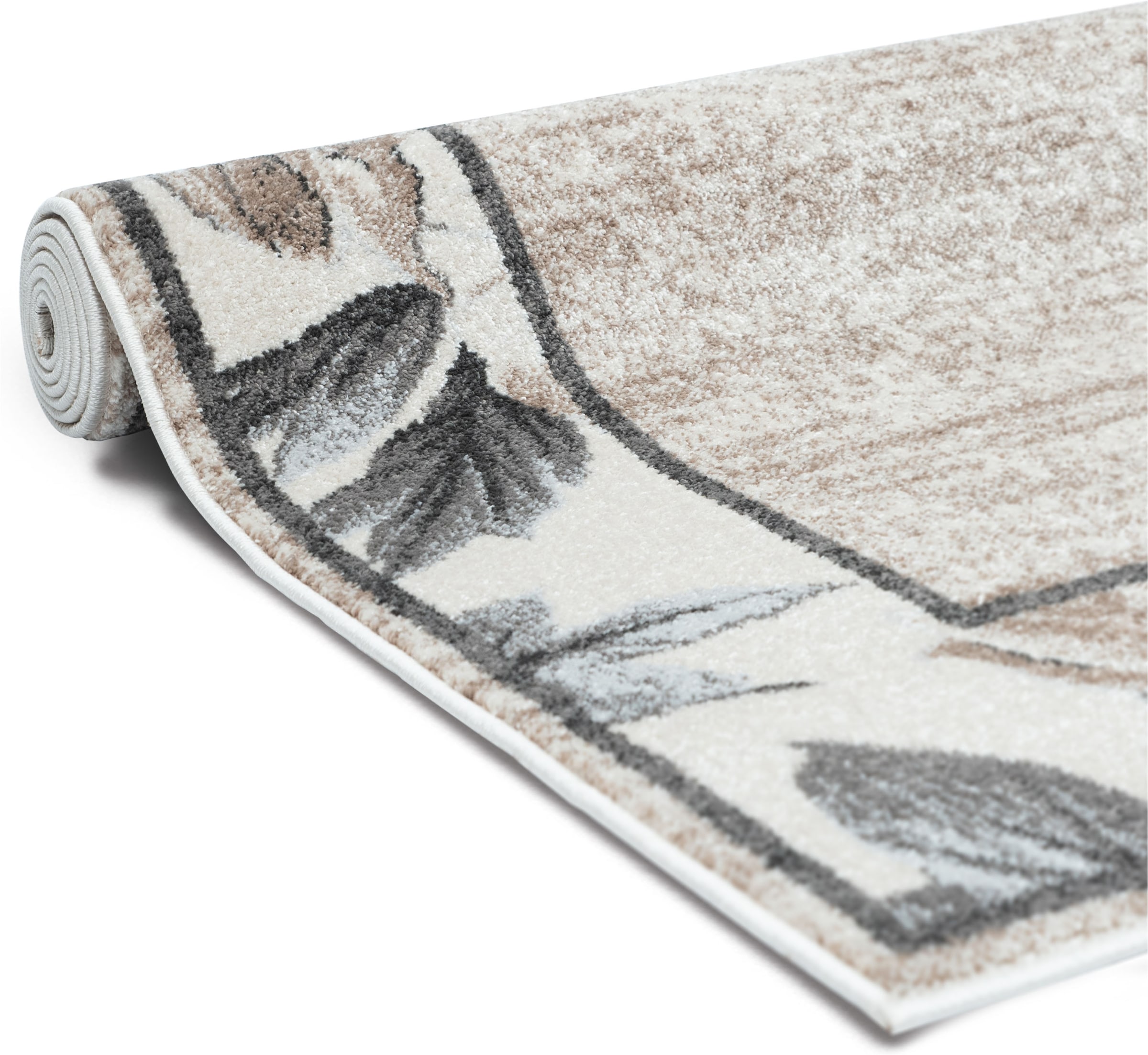 OTTO home Teppich »Florent mit Rahmen, Blumen Design« rechteckig 9 mm Höhe Floral, detailreiche Blüten, meliert, elegant, Wohnzimmer