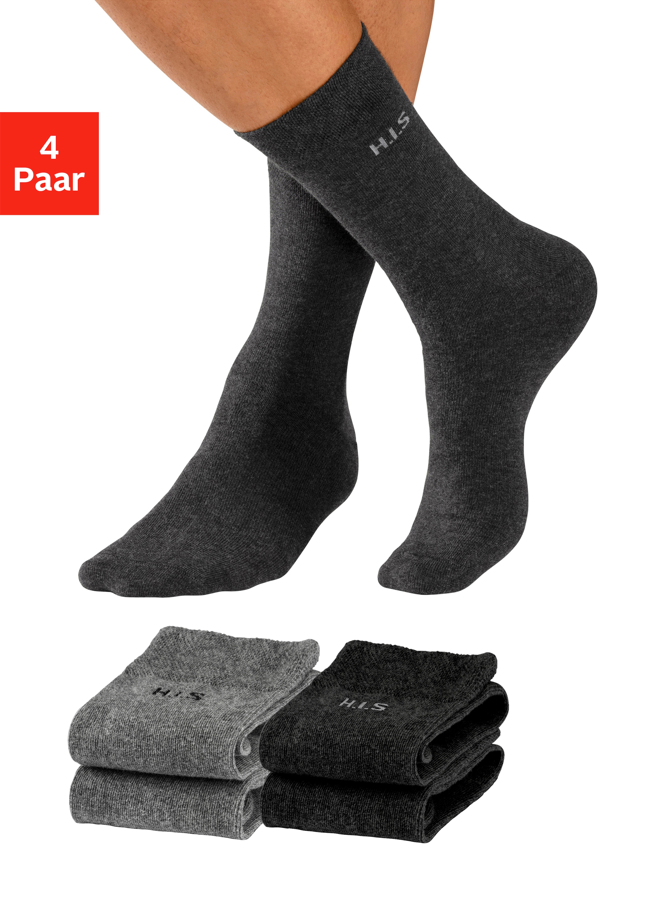 H.I.S Socken, Bündchen Paar), bequem kaufen (4 druckfreiem mit online