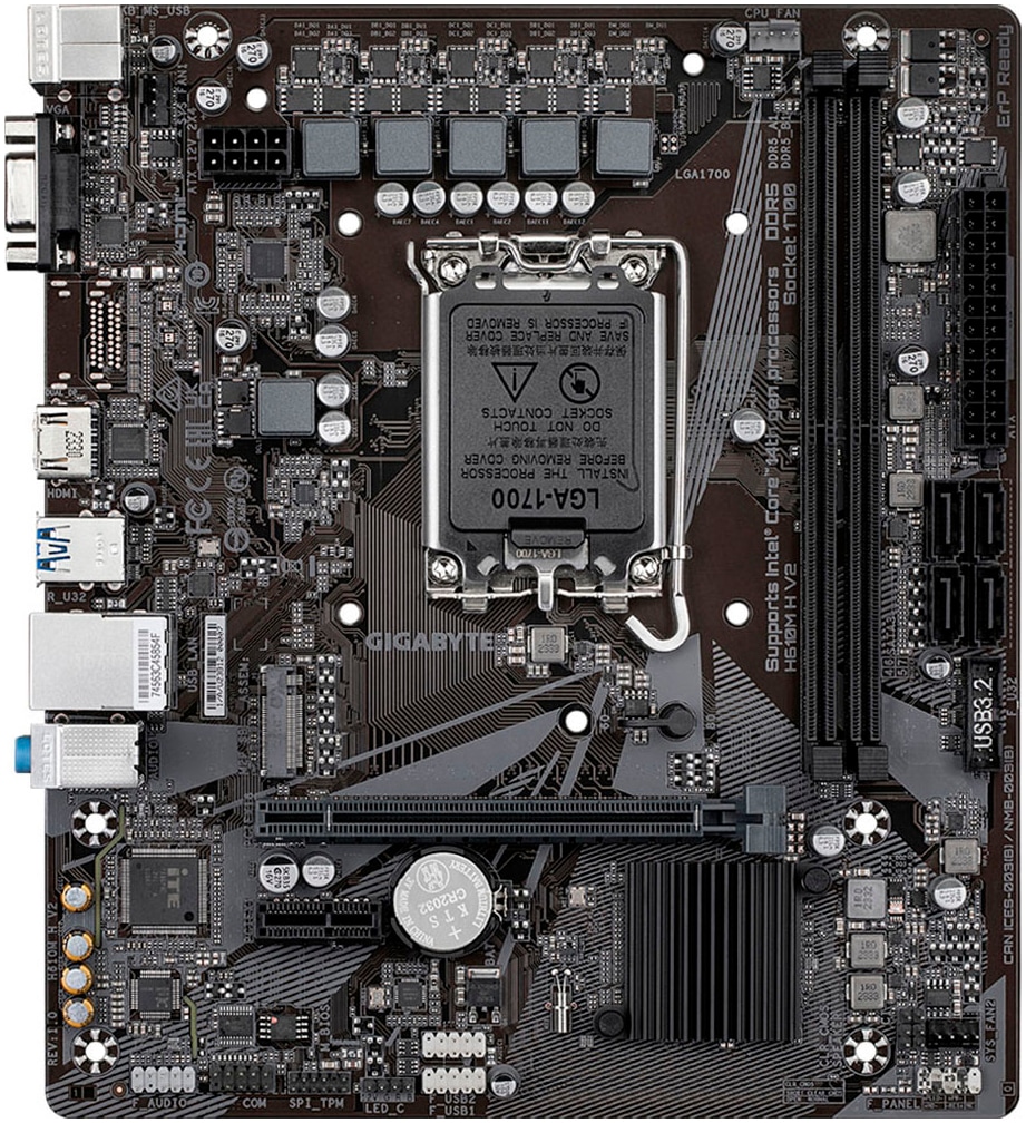 Gigabyte Mainboard »H610M H V2 Mainboard - Unterstützt Intel Core Prozessoren 14th CPUs, 4«
