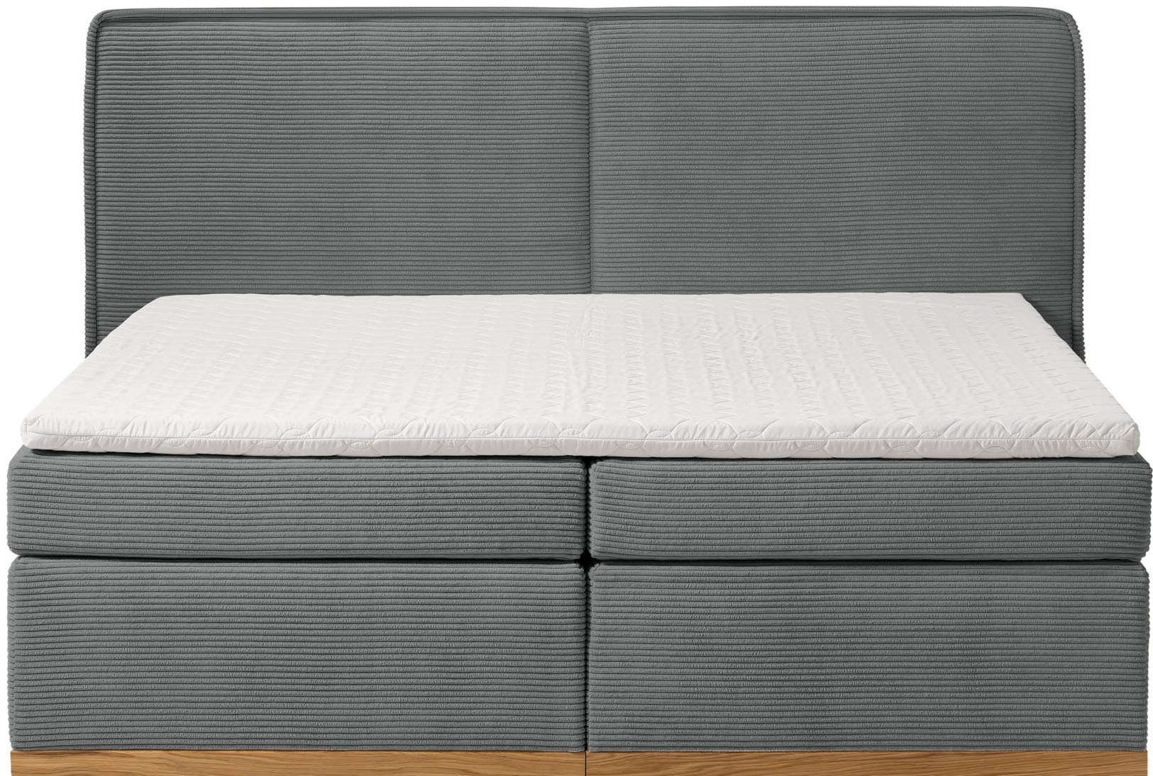 Home affaire Boxspringbett »SHERWOOD Hotelbett, Polsterbett«, Hochwertiger Cord,weiche Velours-Struktur, mit Topper, Eiche