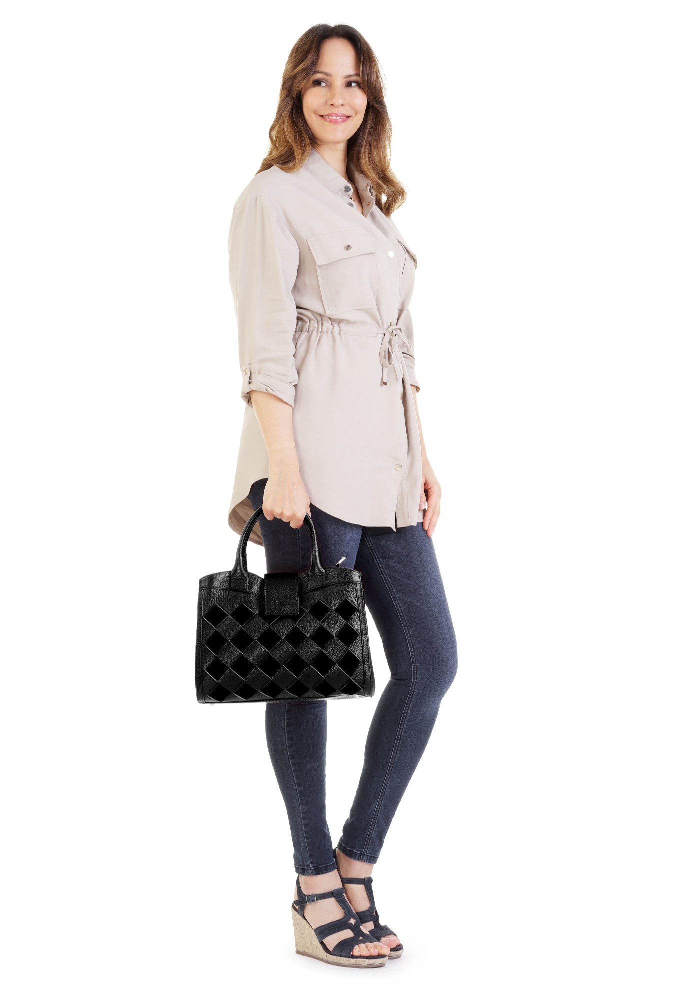 Samantha Look Henkeltasche, echt Leder, Made in Italy