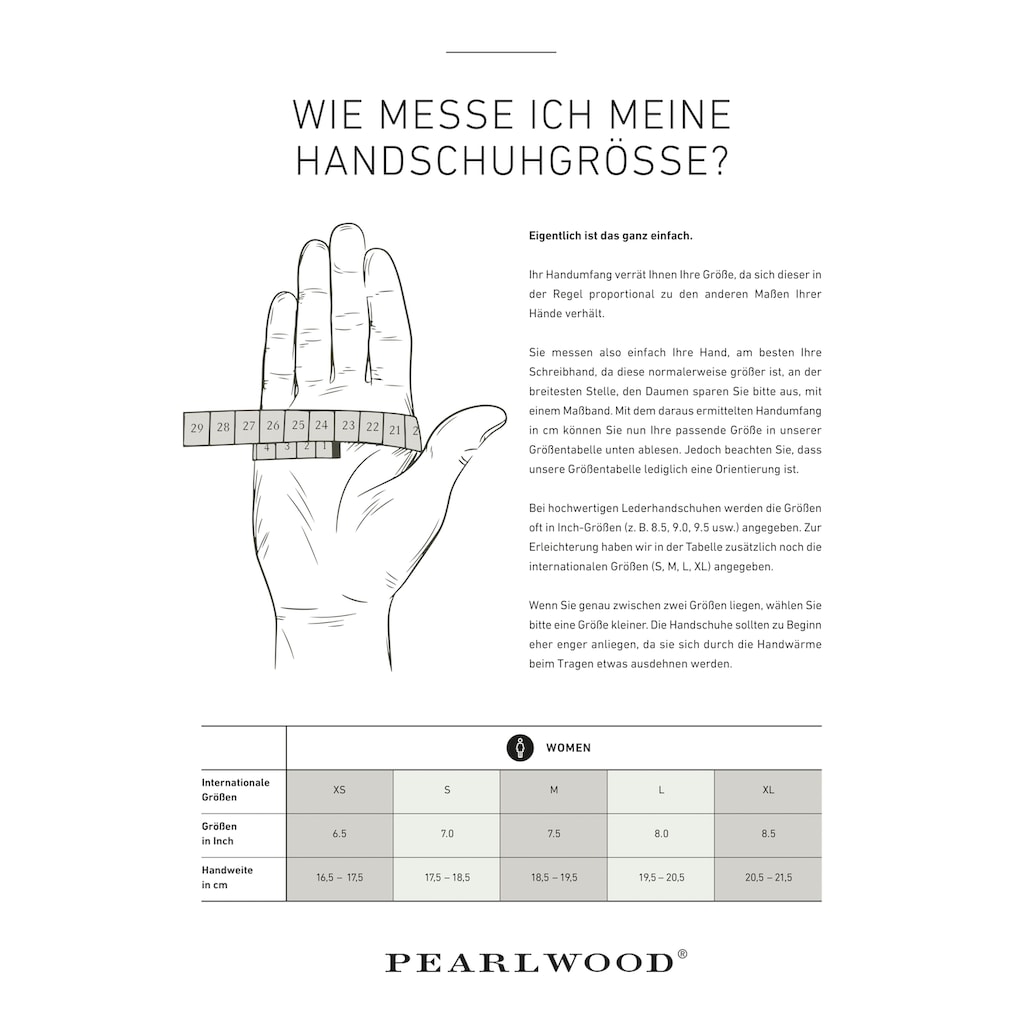 PEARLWOOD Lederhandschuhe, Touchscreen proofed - mit 10 Fingern bedienbar
