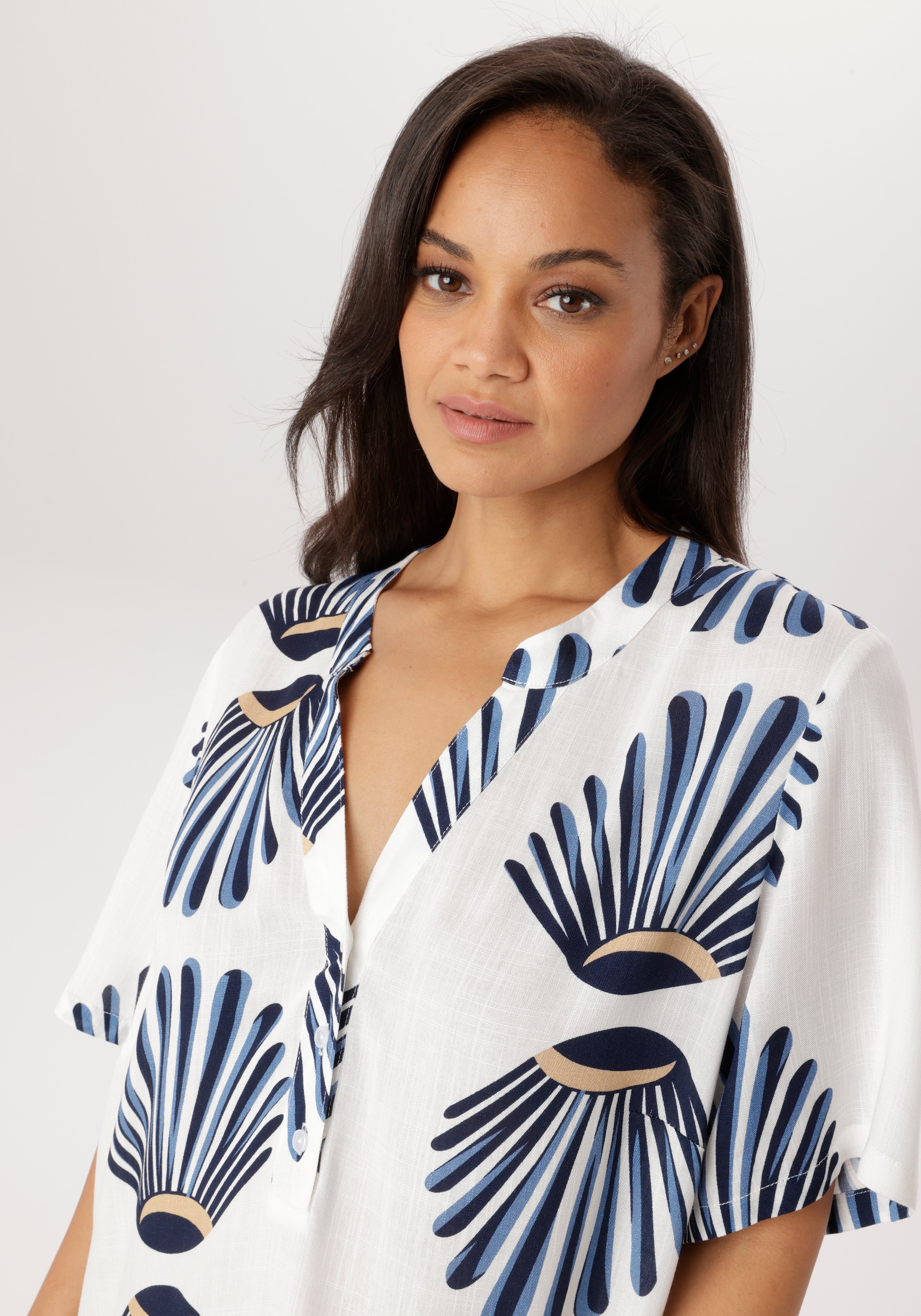 Aniston PLUS Blusenkleid aus weich fallender Viskose in Leinenoptik - NEUE KOLLEKTION