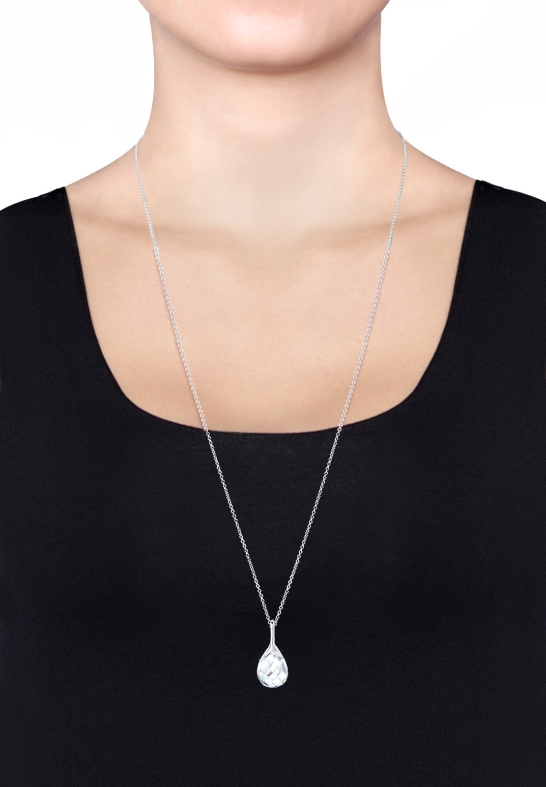 Elli Ohrring und Ketten Set »Schmuckset Tropfen Bergkristall Weiß 925 Sterling Silber« ()